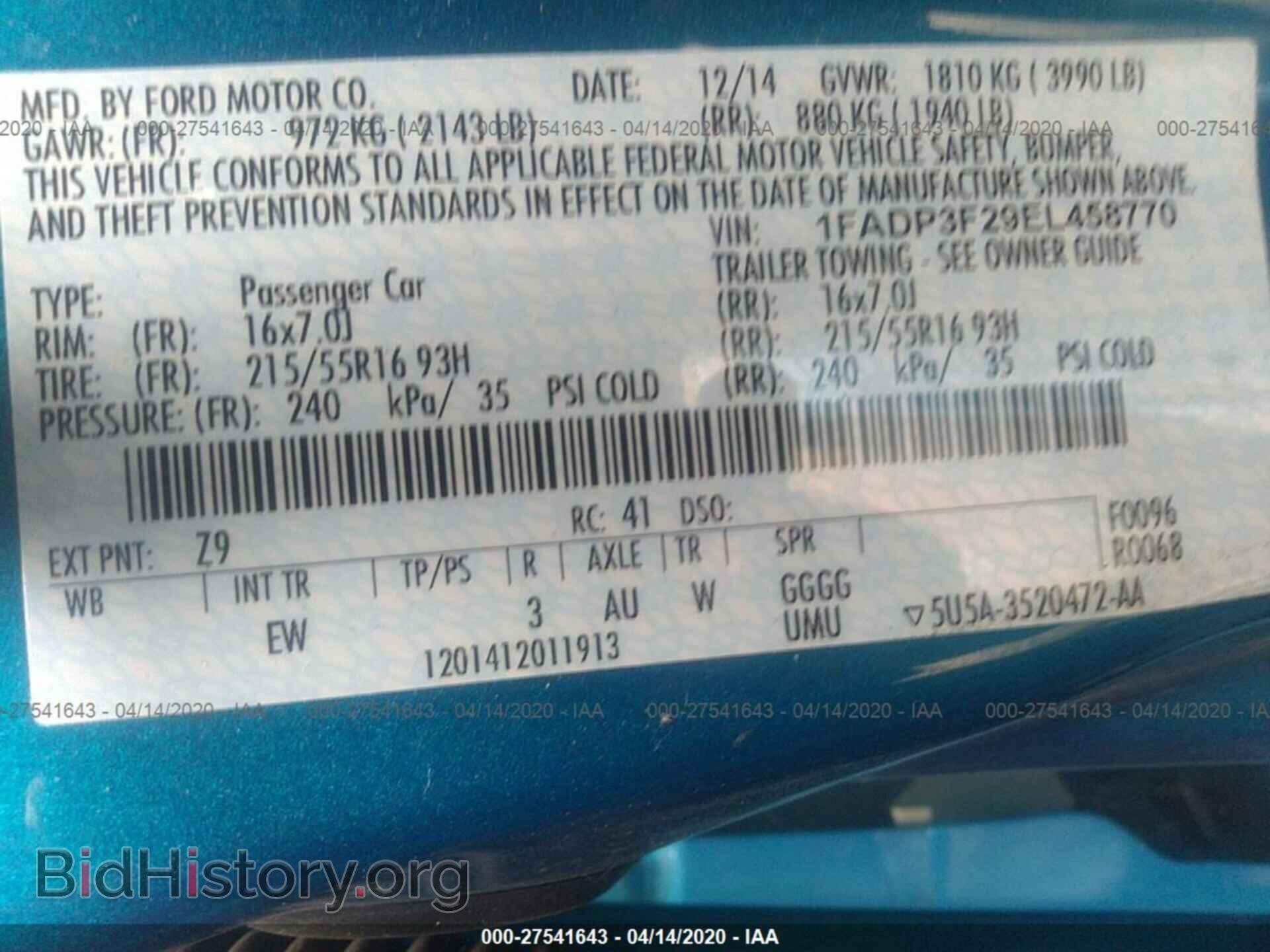 2014 FORD FOCUS - VIN: 1FADP3F29EL458770 - Фото 9