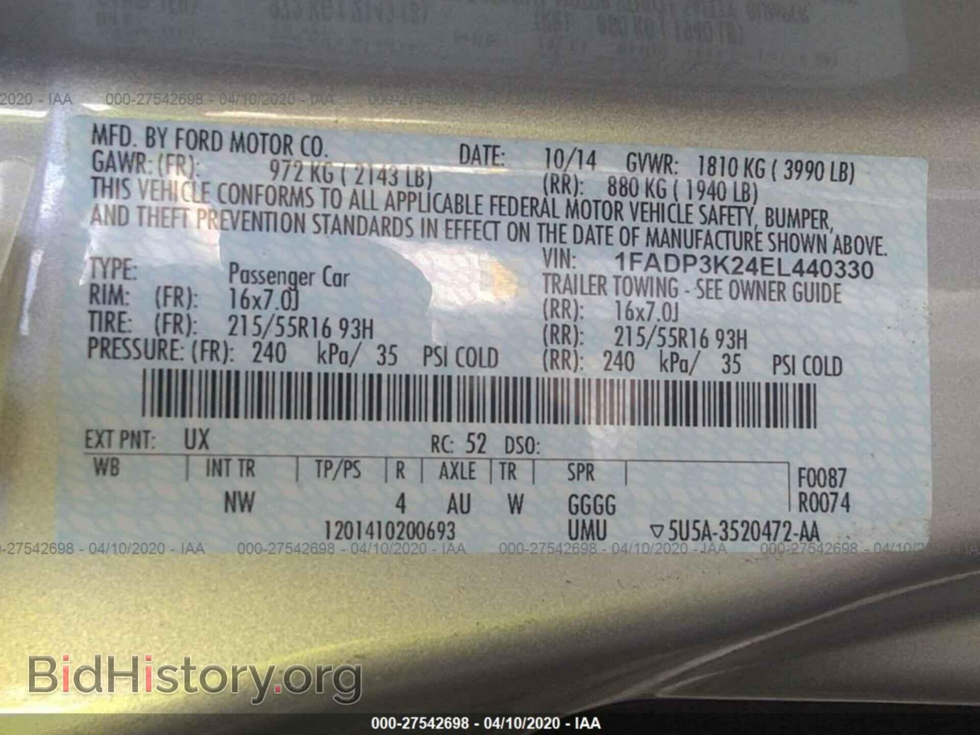 2014 FORD FOCUS - VIN: 1FADP3K24EL440330 - Photo 9