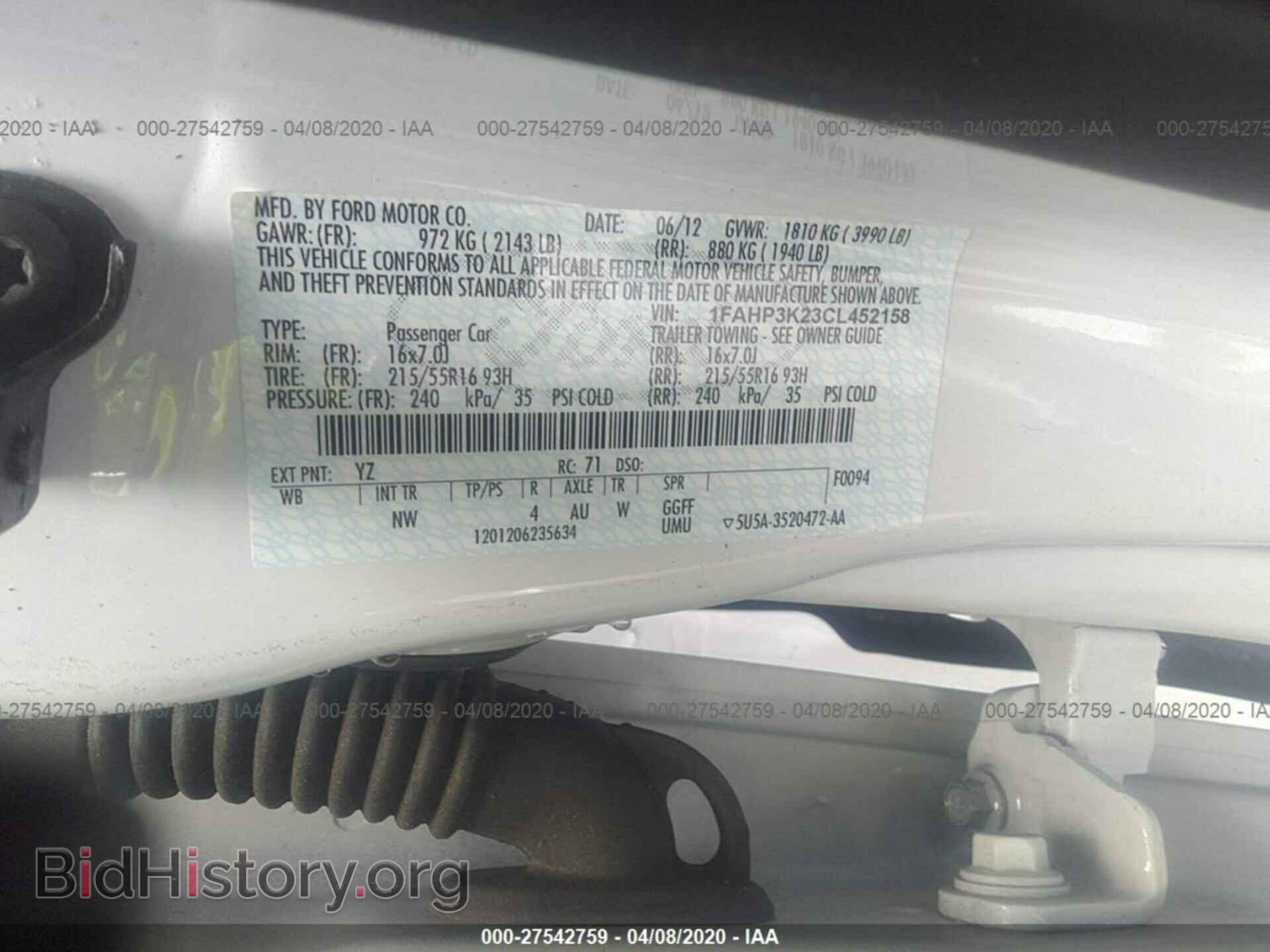 2012 FORD FOCUS - VIN: 1FAHP3K23CL452158 - Фото 9