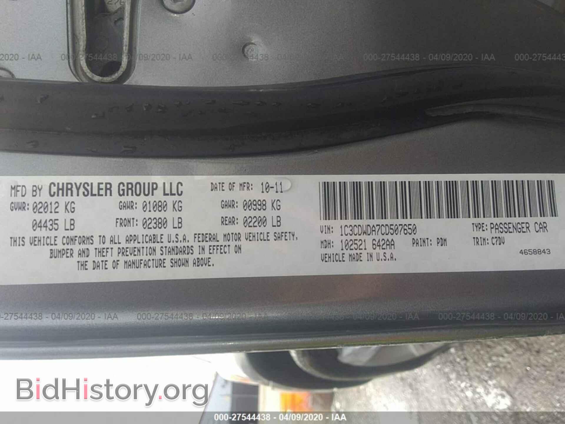 2012 DODGE CALIBER - VIN: 1C3CDWDA7CD507650 - Photo 9
