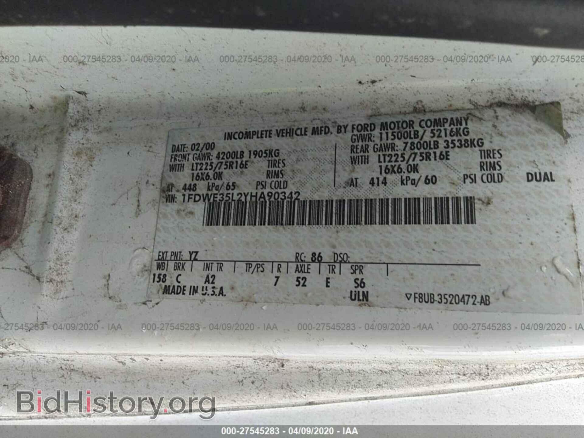 2000 FORD ECONOLINE - VIN: 1FDWE35L2YHA90342 - Фото 9