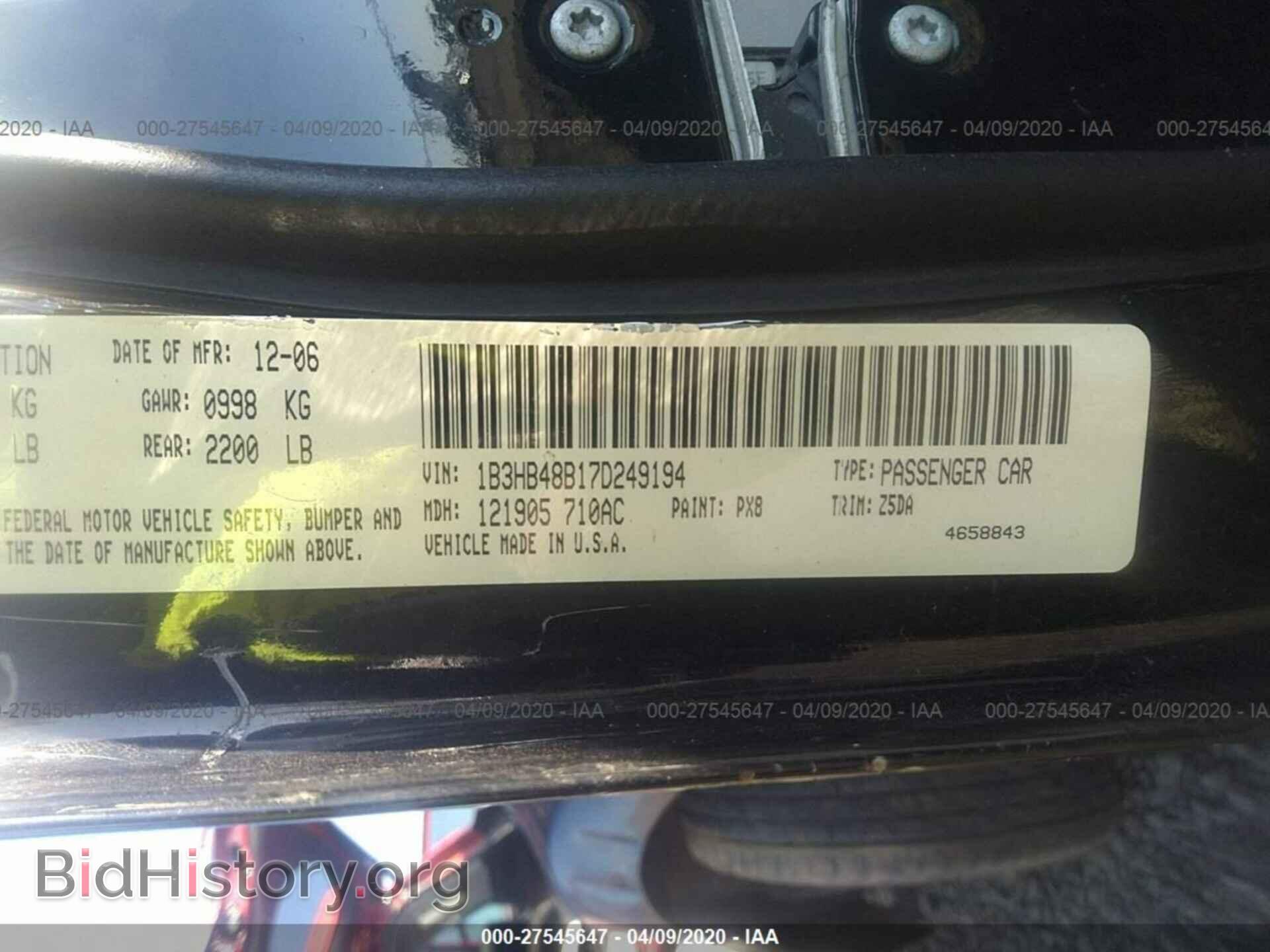 2007 DODGE CALIBER - VIN: 1B3HB48B17D249194 - Фото 9
