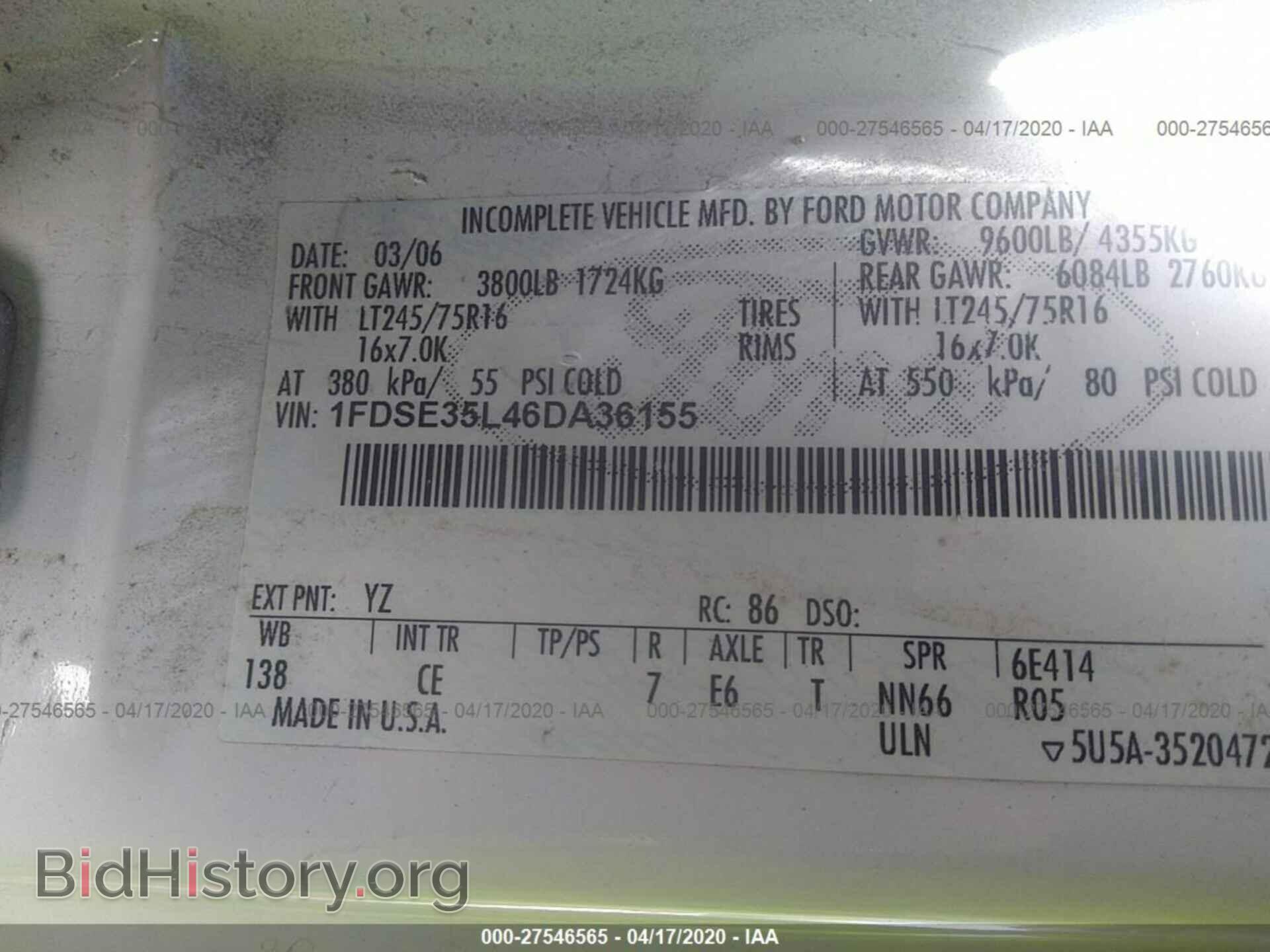 2006 FORD ECONOLINE - VIN: 1FDSE35L46DA36155 - Фото 9