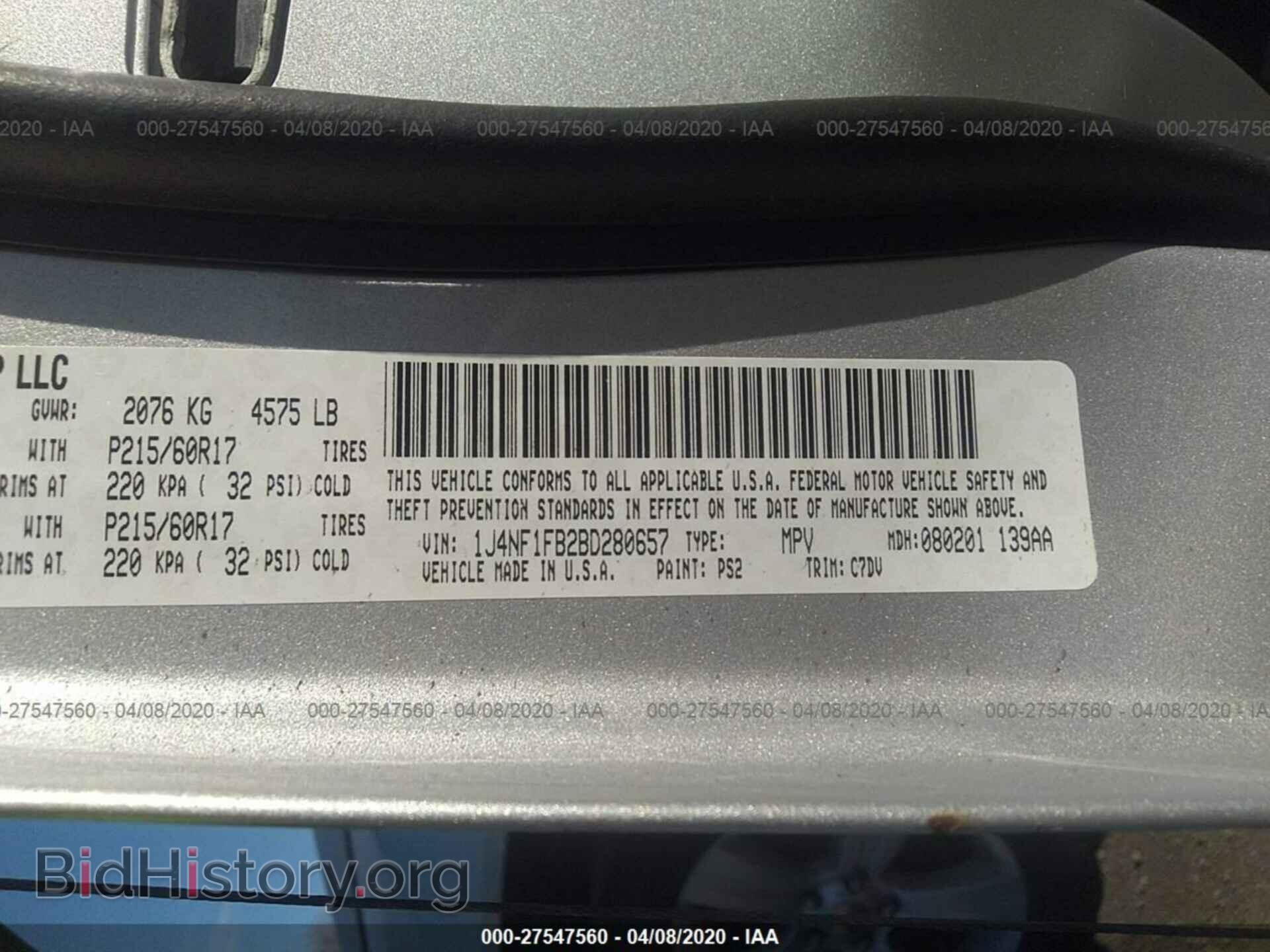 2011 JEEP COMPASS - VIN: 1J4NF1FB2BD280657 - Фото 9