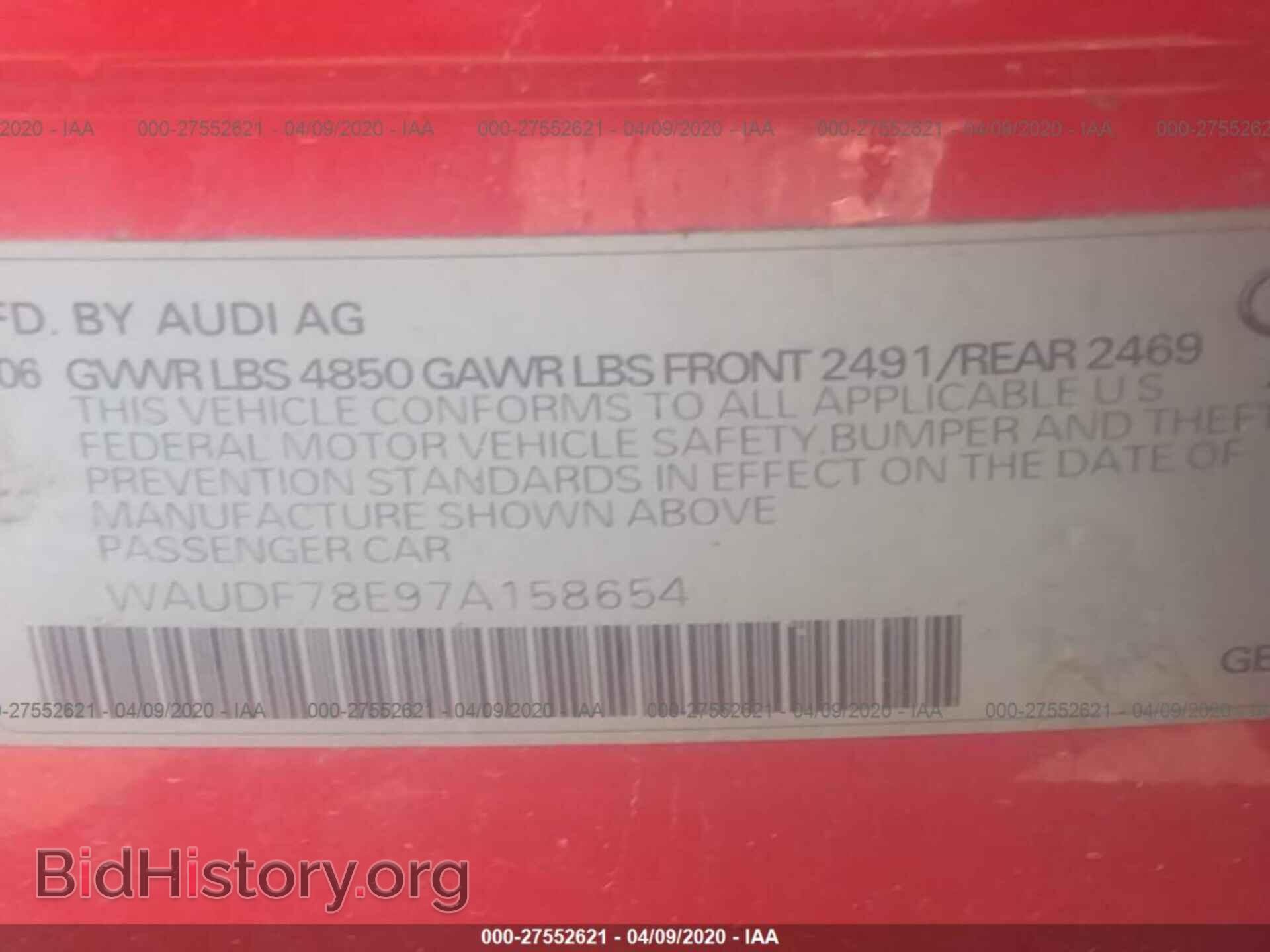 2007 AUDI A4 - VIN: WAUDF78E97A158654 - Фото 9
