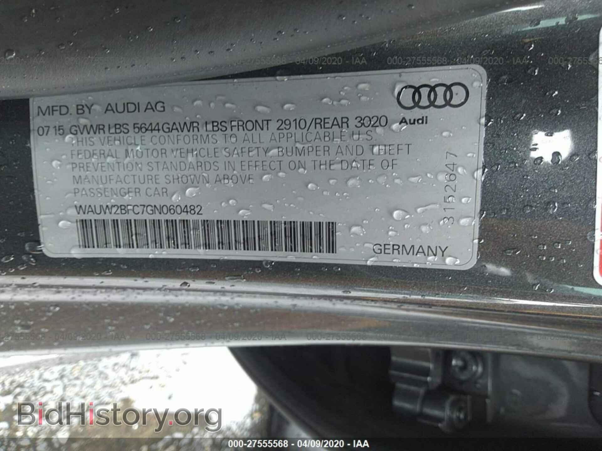 2016 AUDI S7 - VIN: WAUW2BFC7GN060482 - Фото 9