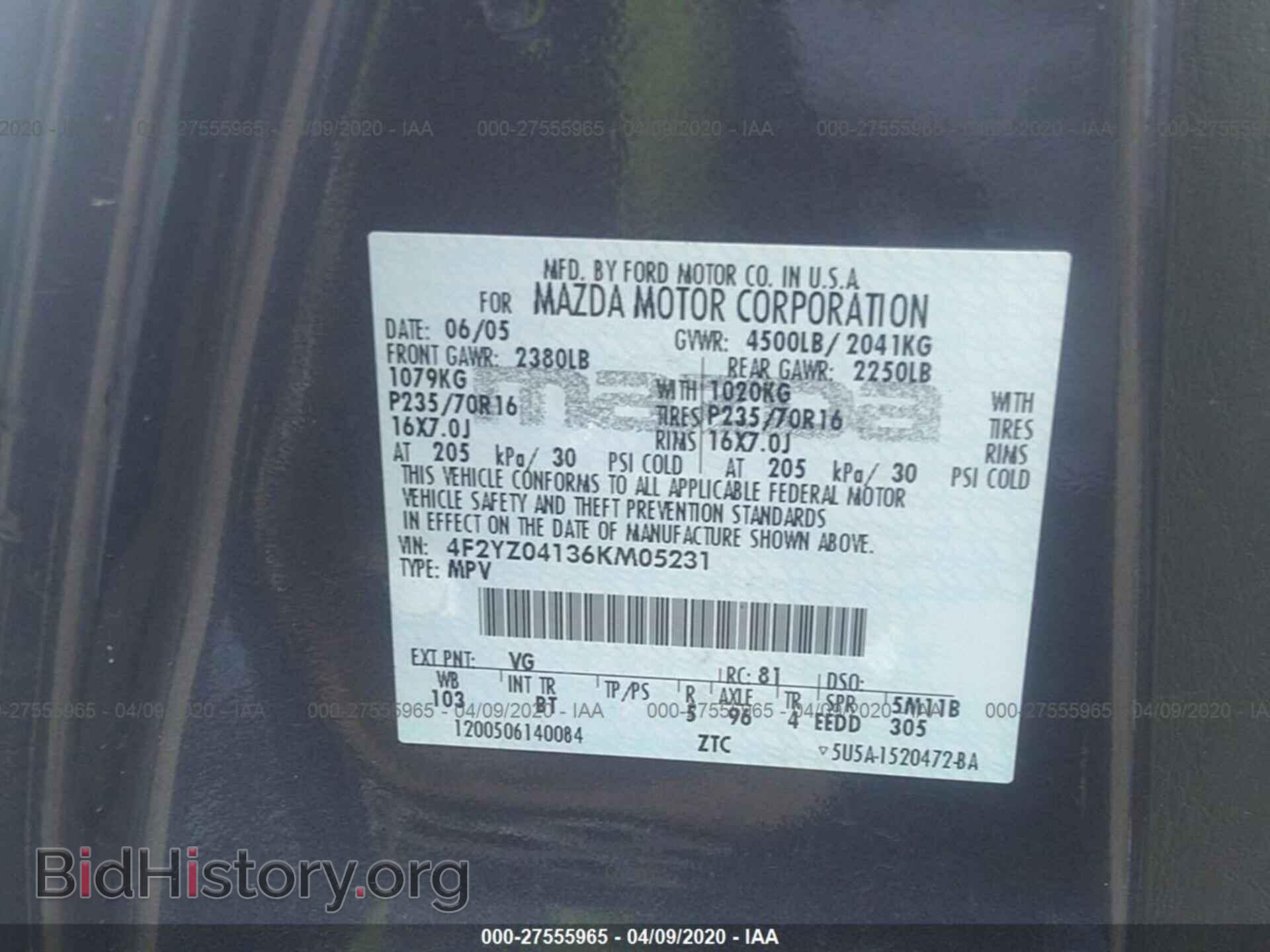 2006 MAZDA TRIBUTE - VIN: 4F2YZ04136KM05231 - Фото 9