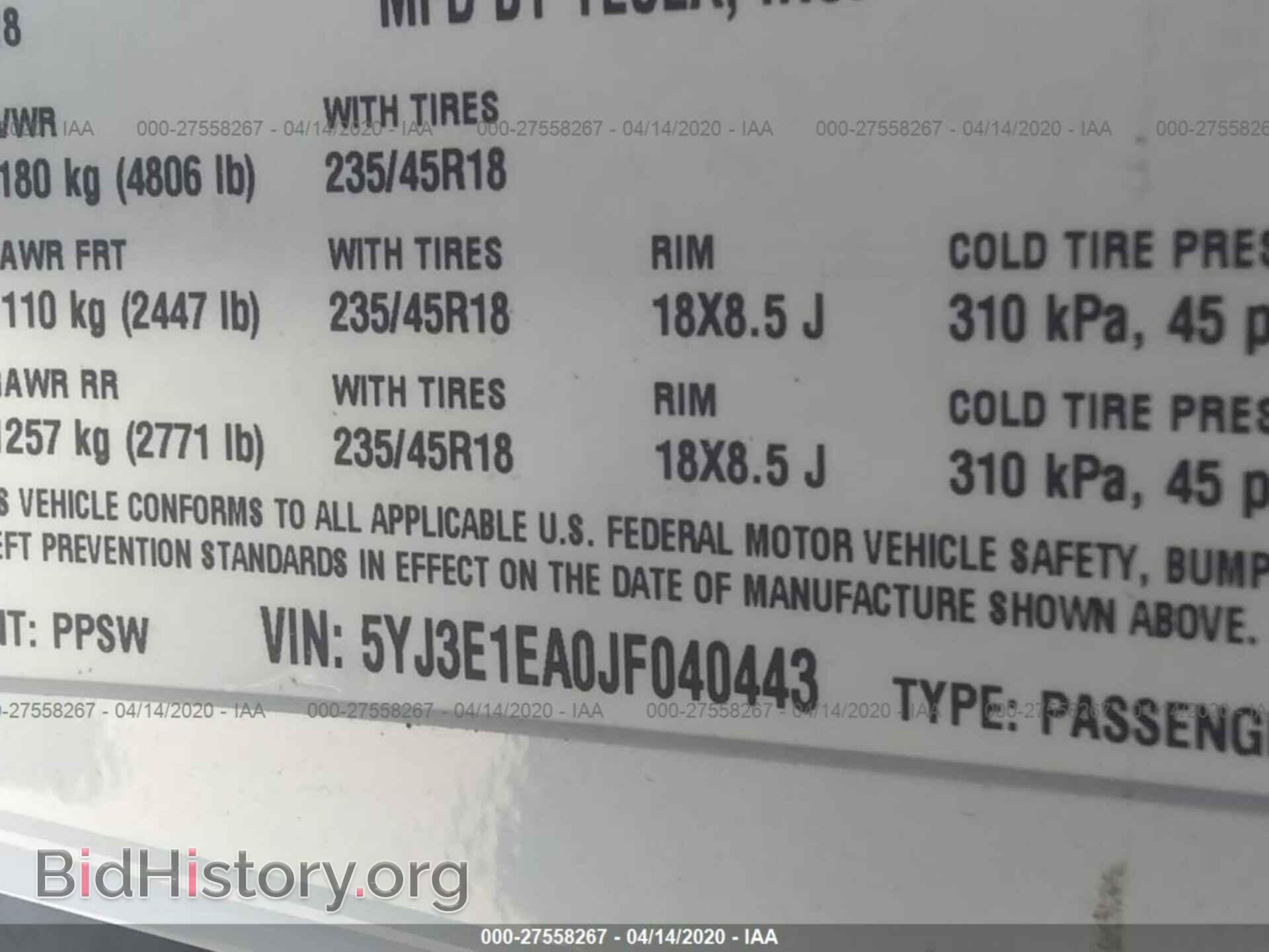 2018 TESLA MODEL 3 - VIN: 5YJ3E1EA0JF040443 - Photo 9