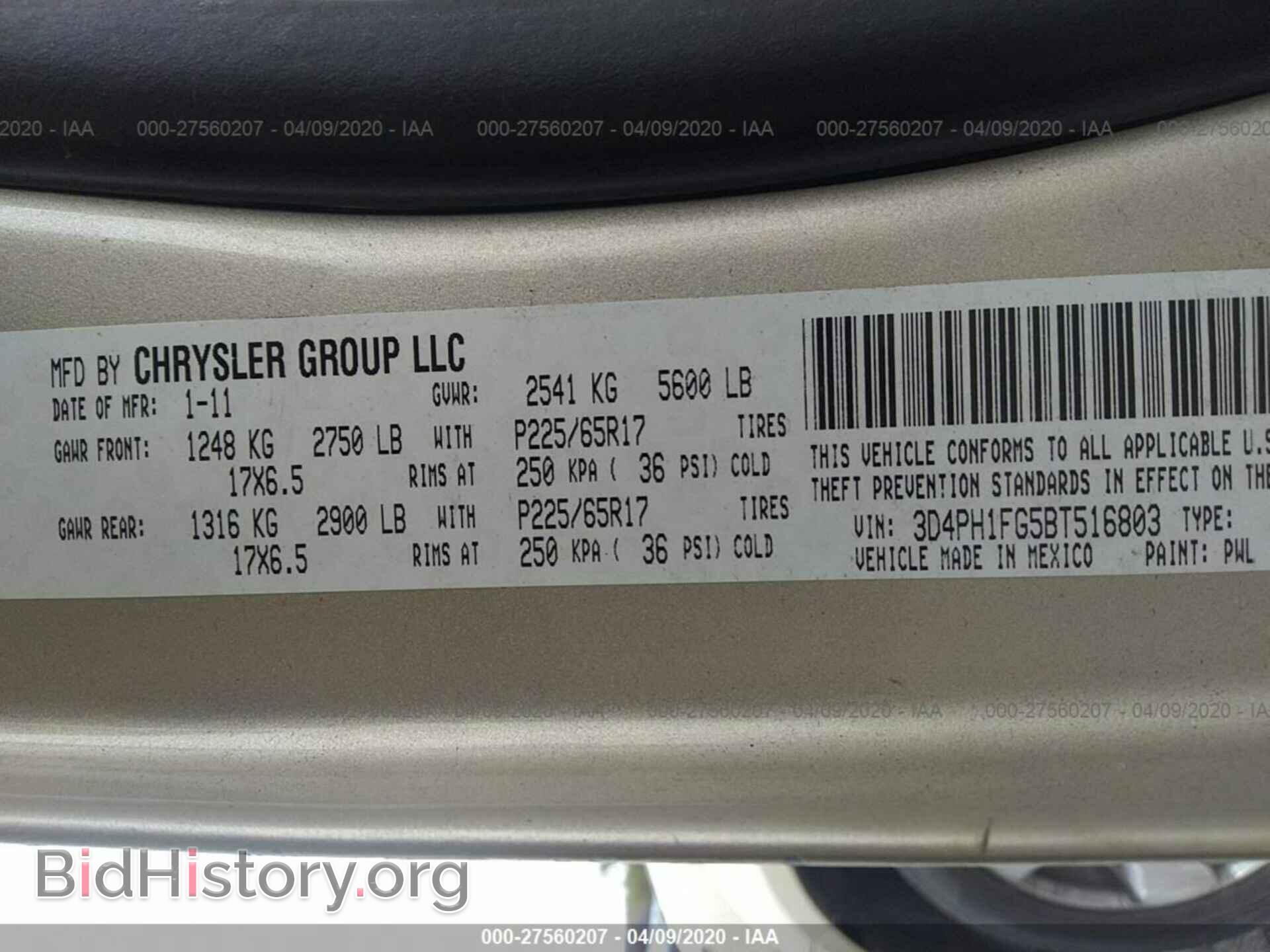 2011 DODGE JOURNEY - VIN: 3D4PH1FG5BT516803 - Фото 9
