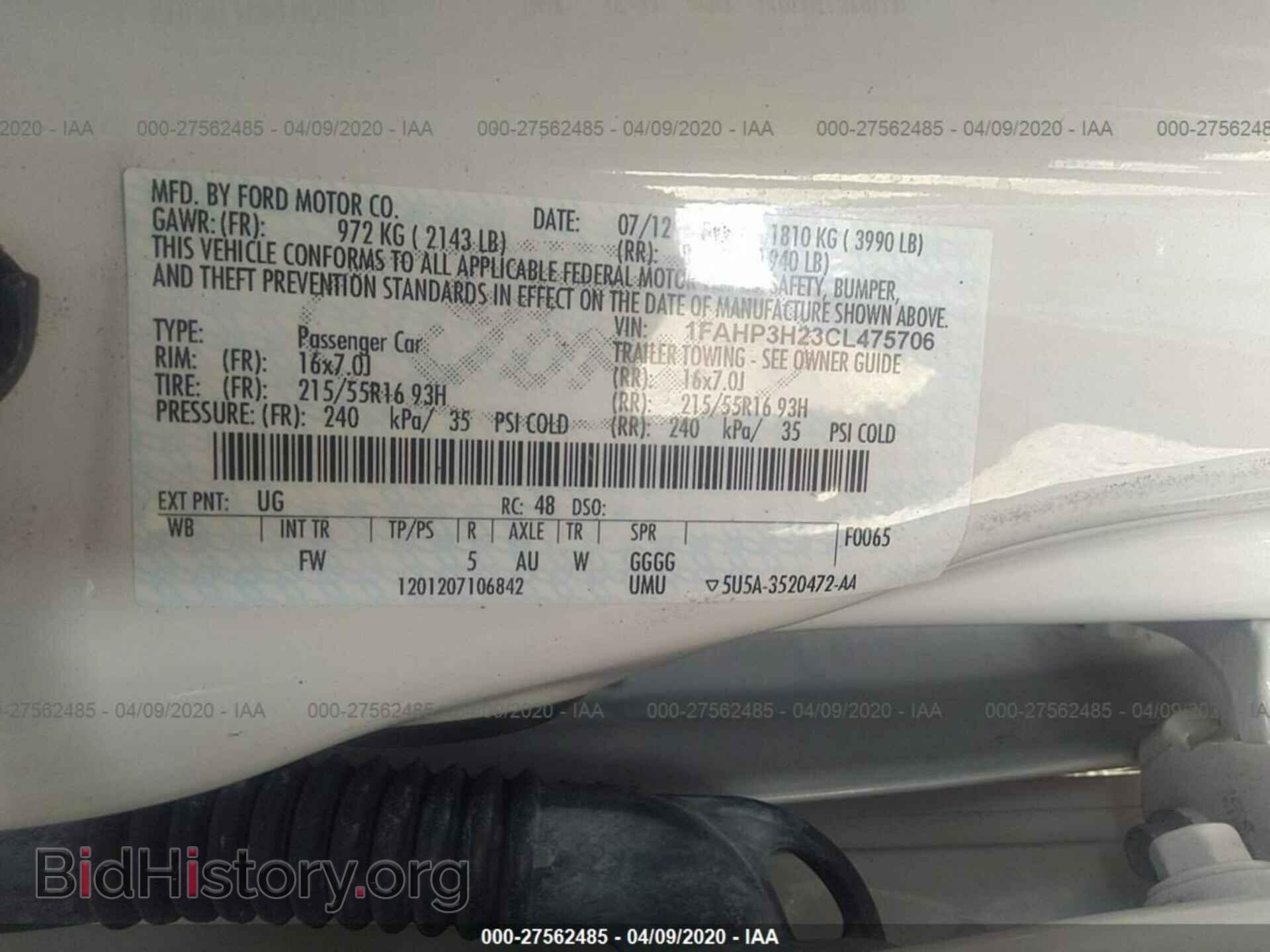 2012 FORD FOCUS - VIN: 1FAHP3H23CL475706 - Фото 9