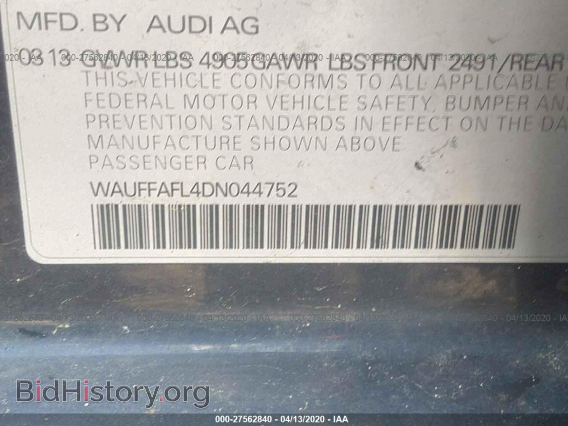 2013 AUDI A4 - VIN: WAUFFAFL4DN044752 - Photo 9