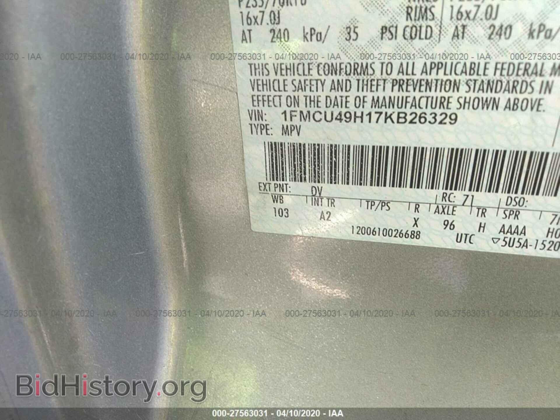 2007 FORD ESCAPE - VIN: 1FMCU49H17KB26329 - Фото 9