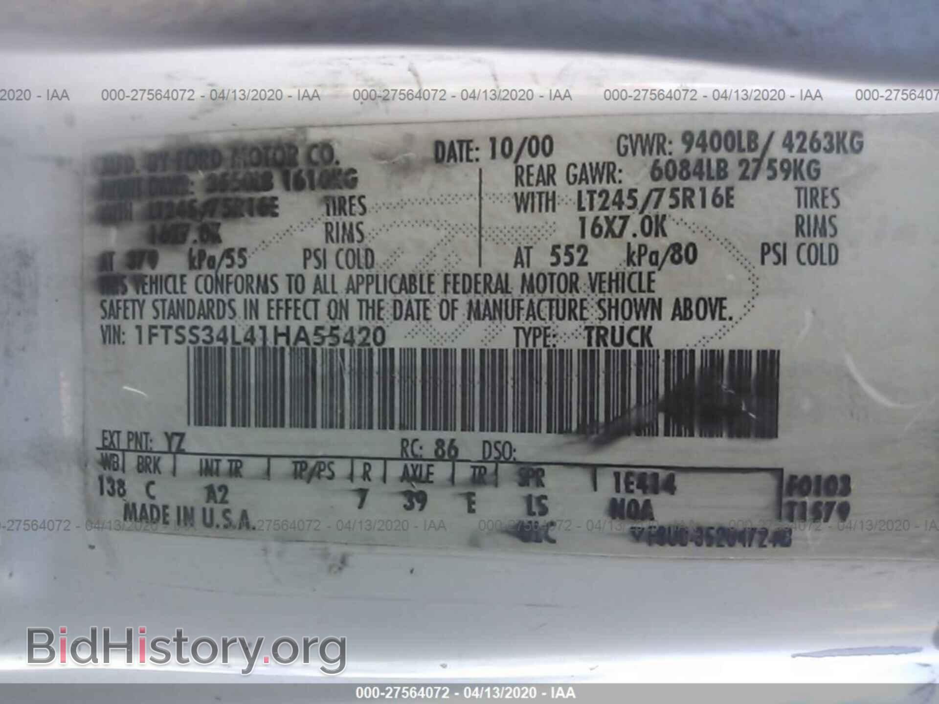 2001 FORD ECONOLINE - VIN: 1FTSS34L41HA55420 - Photo 9