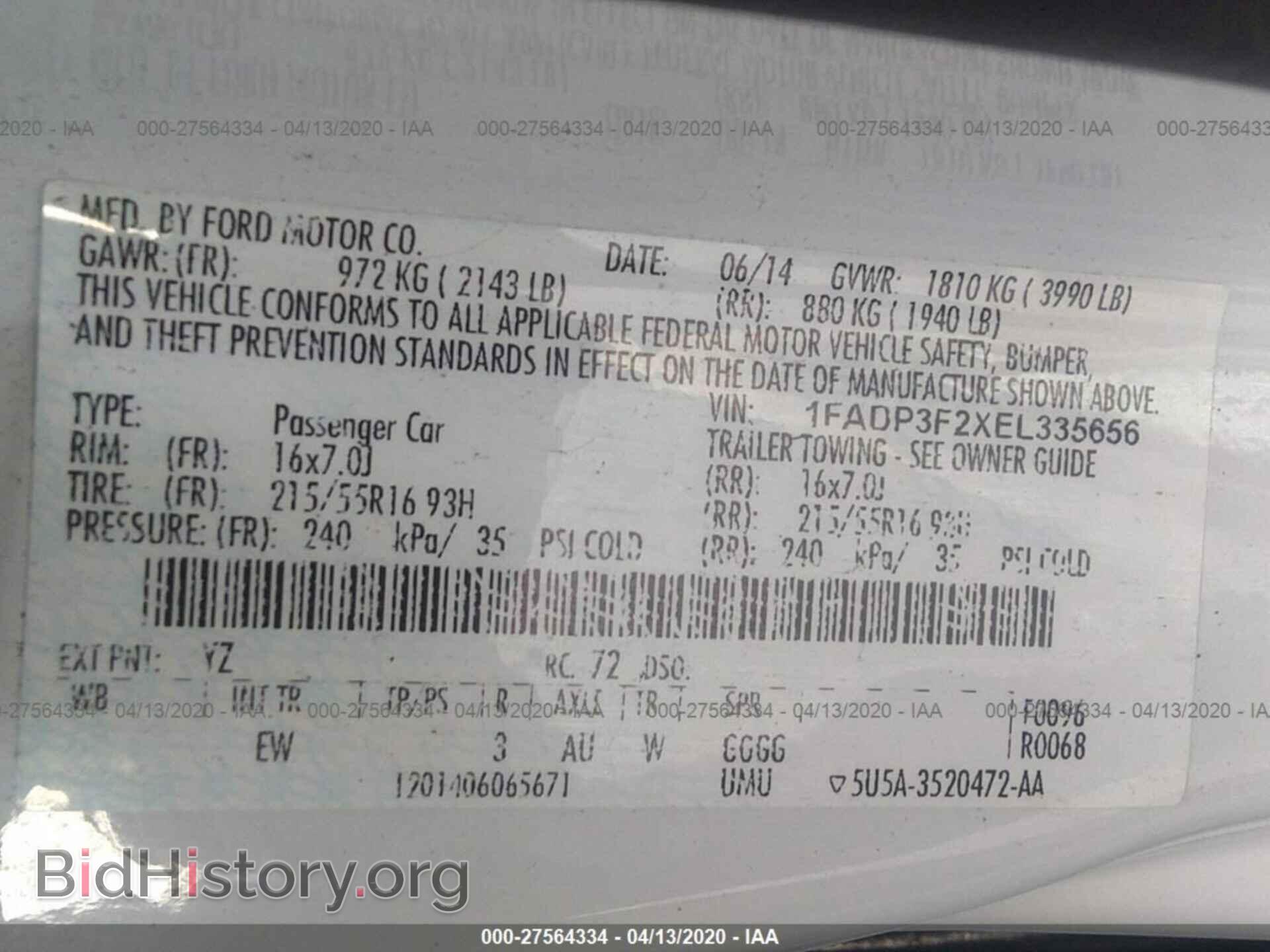 2014 FORD FOCUS - VIN: 1FADP3F2XEL335656 - Фото 9