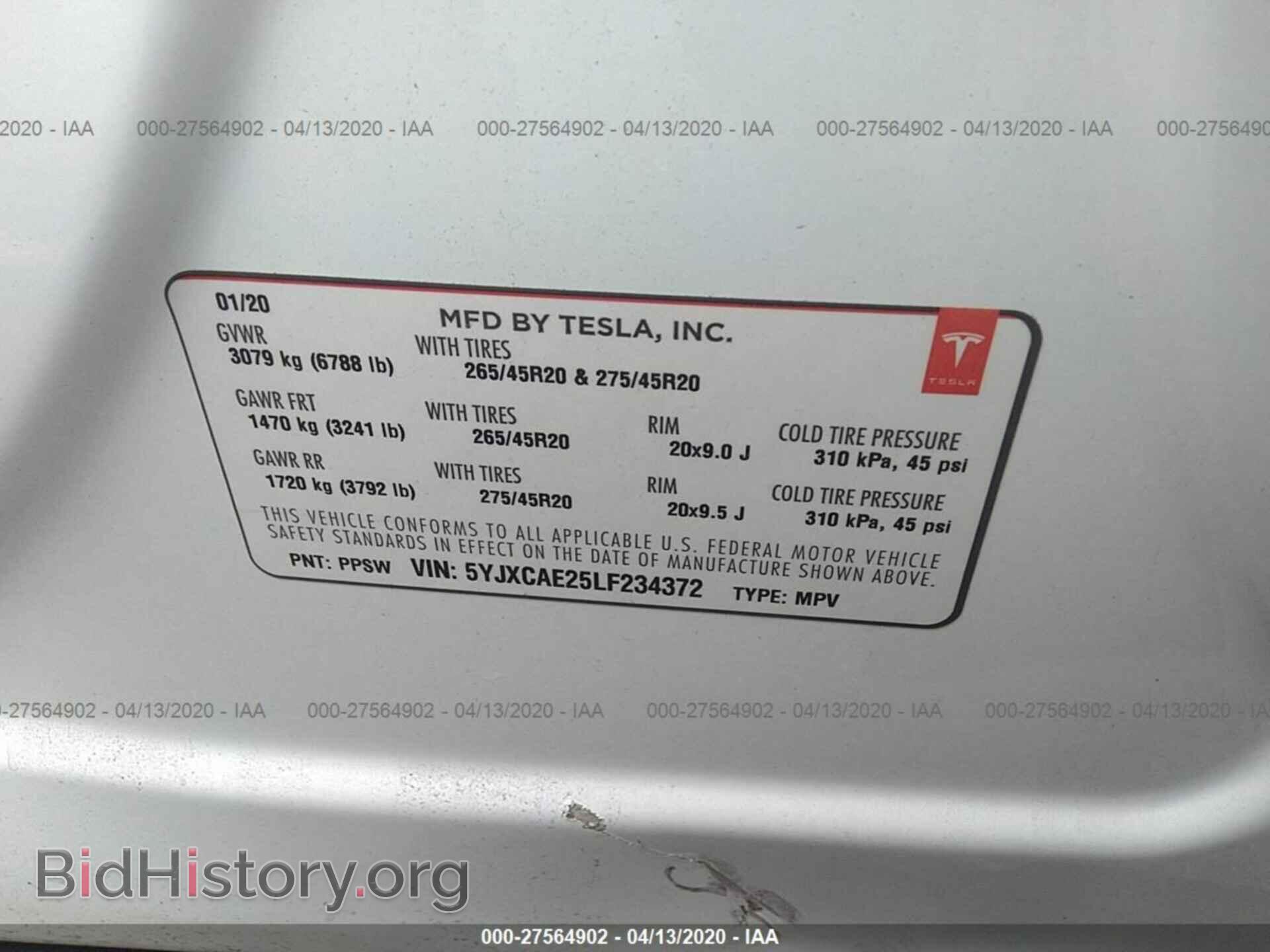 2020 TESLA MODEL X - VIN: 5YJXCAE25LF234372 - Photo 9