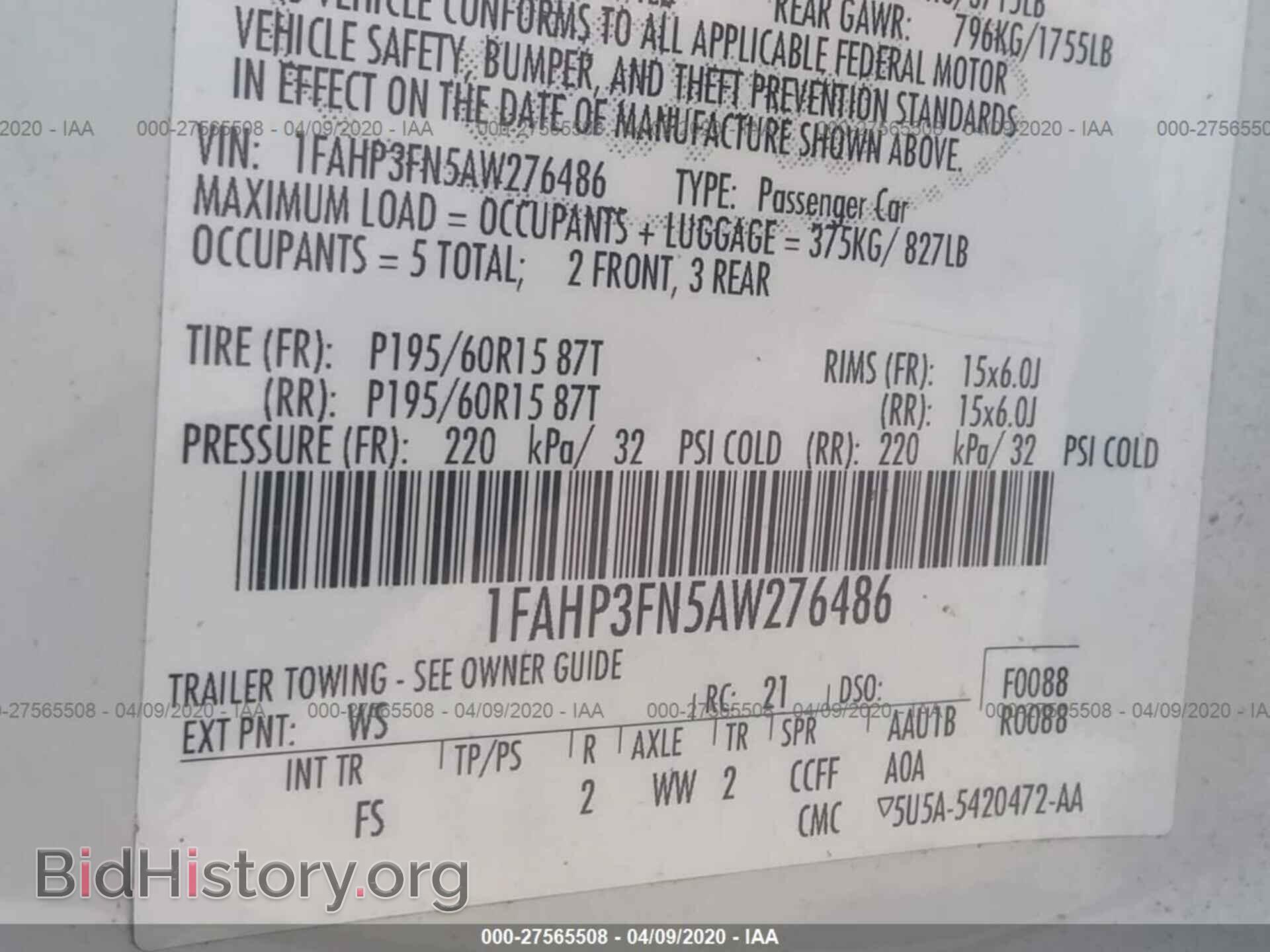 2010 FORD FOCUS - VIN: 1FAHP3FN5AW276486 - Фото 9