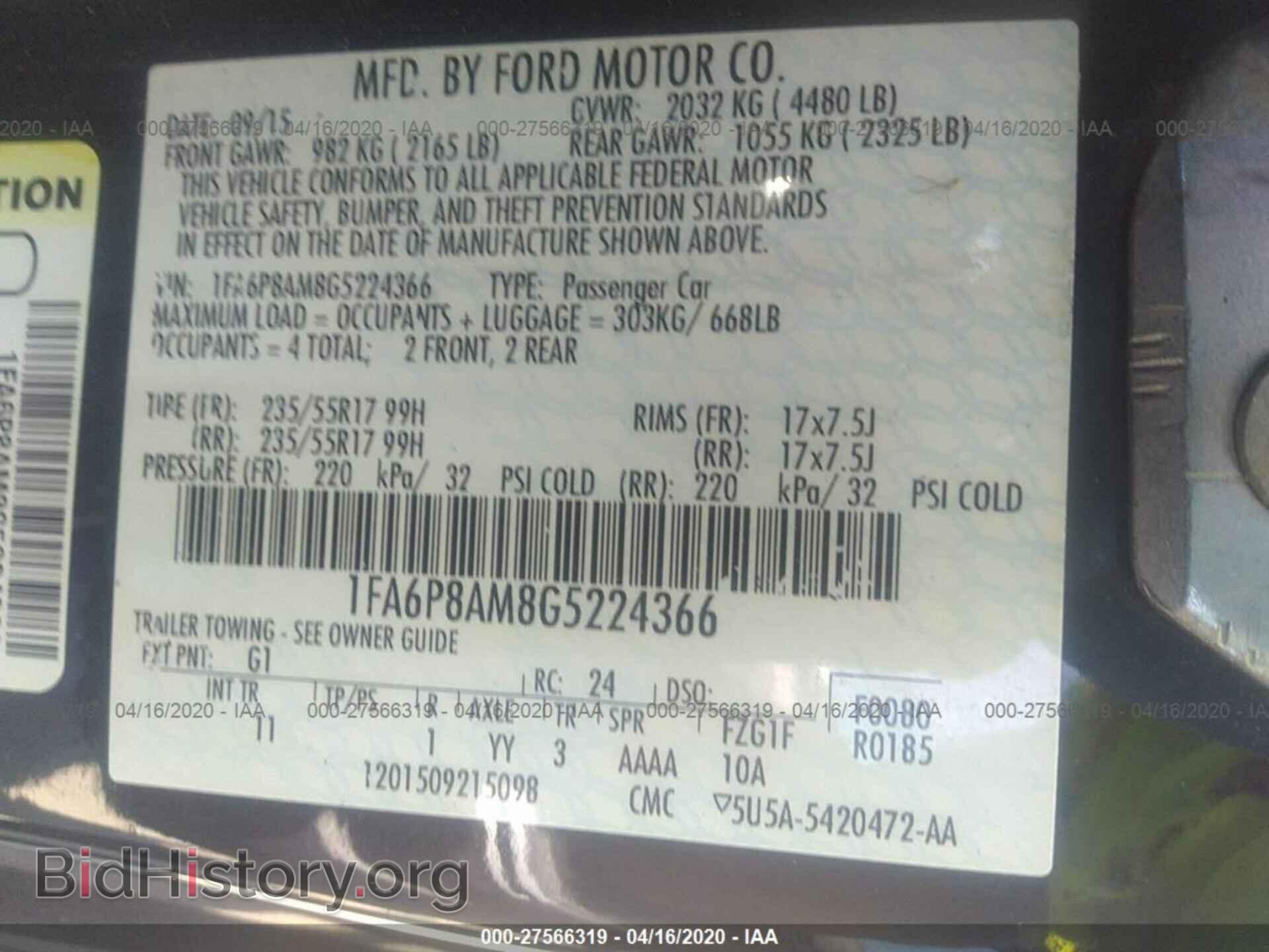 2016 FORD MUSTANG - VIN: 1FA6P8AM8G5224366 - Photo 9