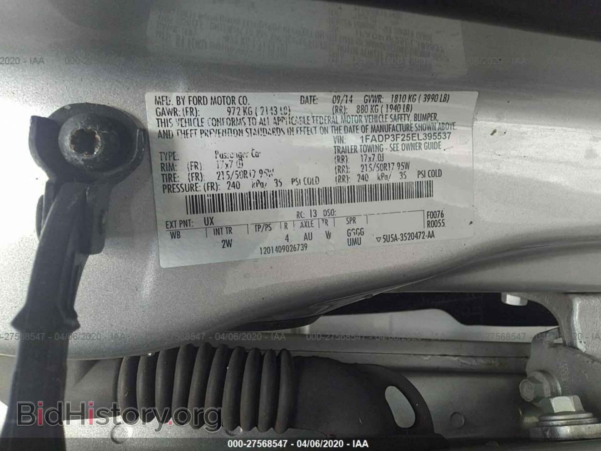 2014 FORD FOCUS - VIN: 1FADP3F25EL395537 - Фото 9