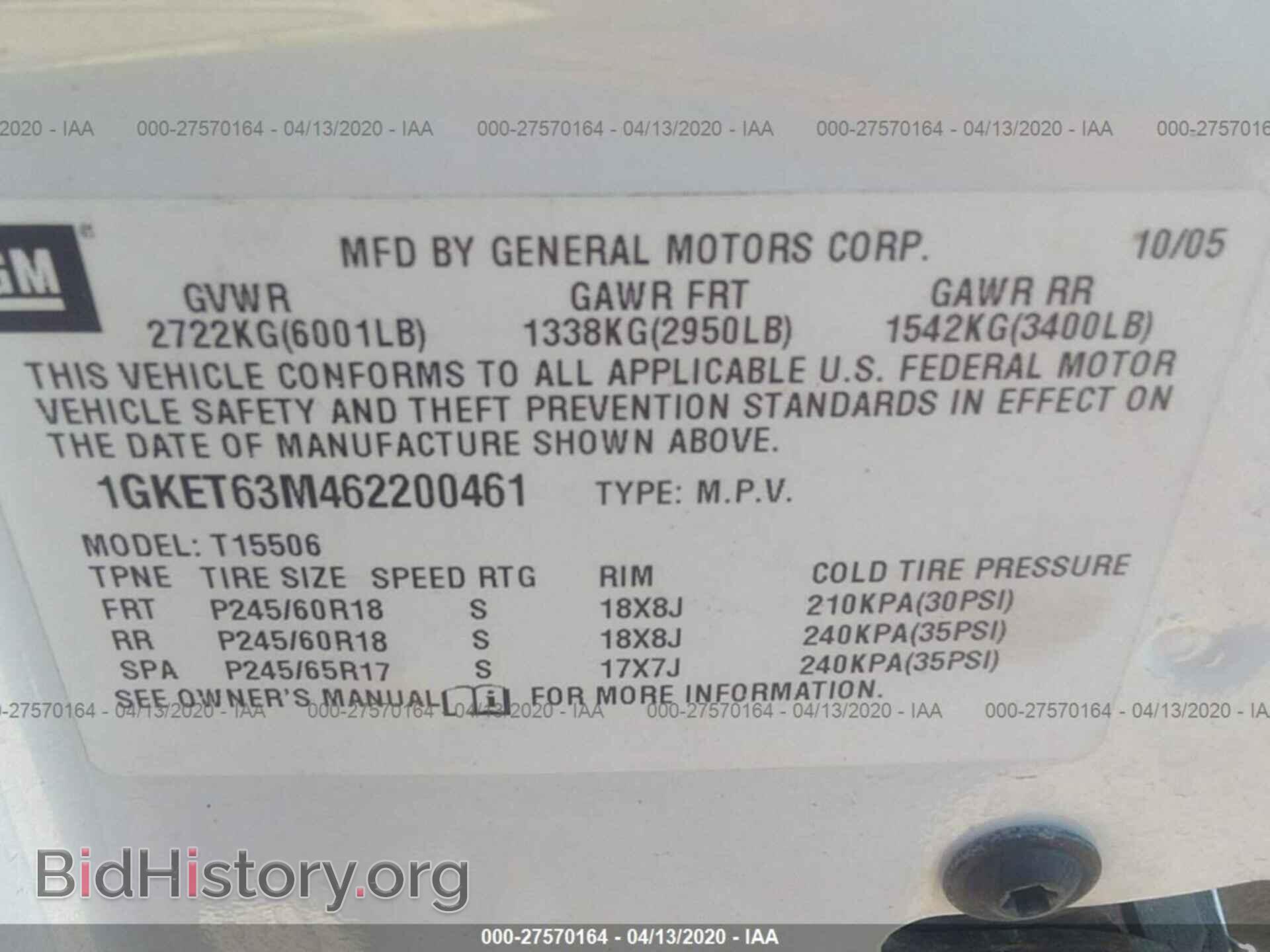 2006 GMC ENVOY - VIN: 1GKET63M462200461 - Photo 9