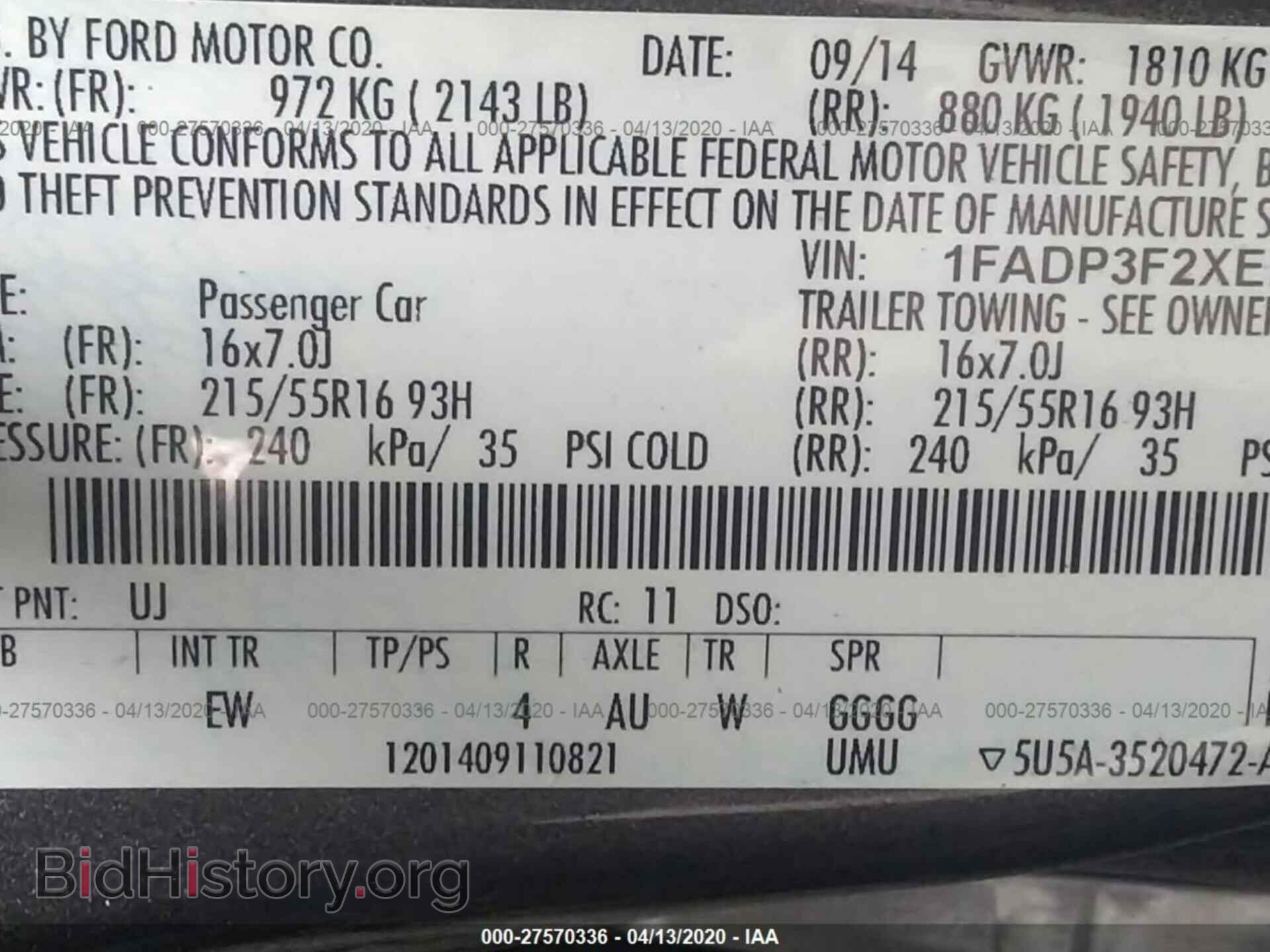 2014 FORD FOCUS - VIN: 1FADP3F2XEL401901 - Фото 9