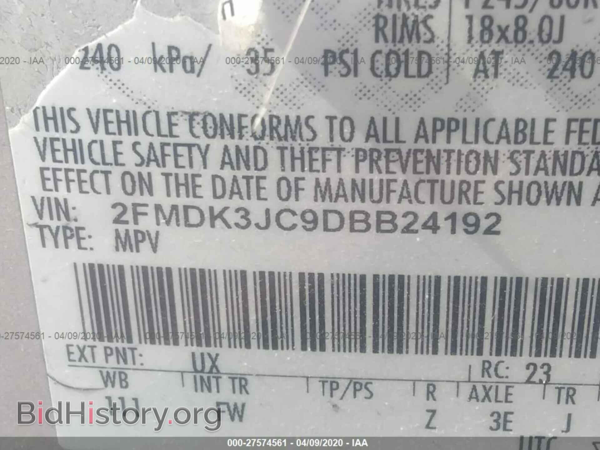 2013 FORD EDGE - VIN: 2FMDK3JC9DBB24192 - Photo 9