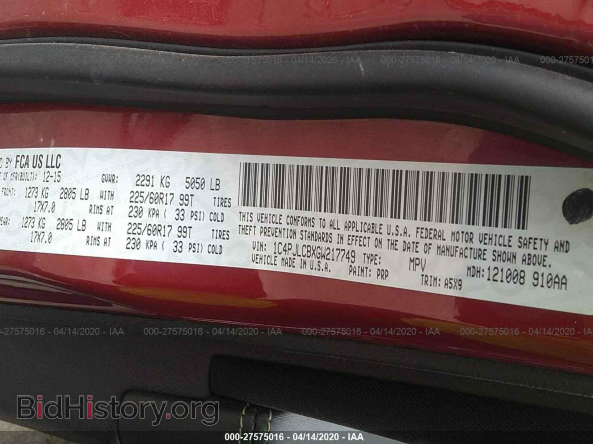 2016 JEEP CHEROKEE - VIN: 1C4PJLCBXGW217749 - Photo 9