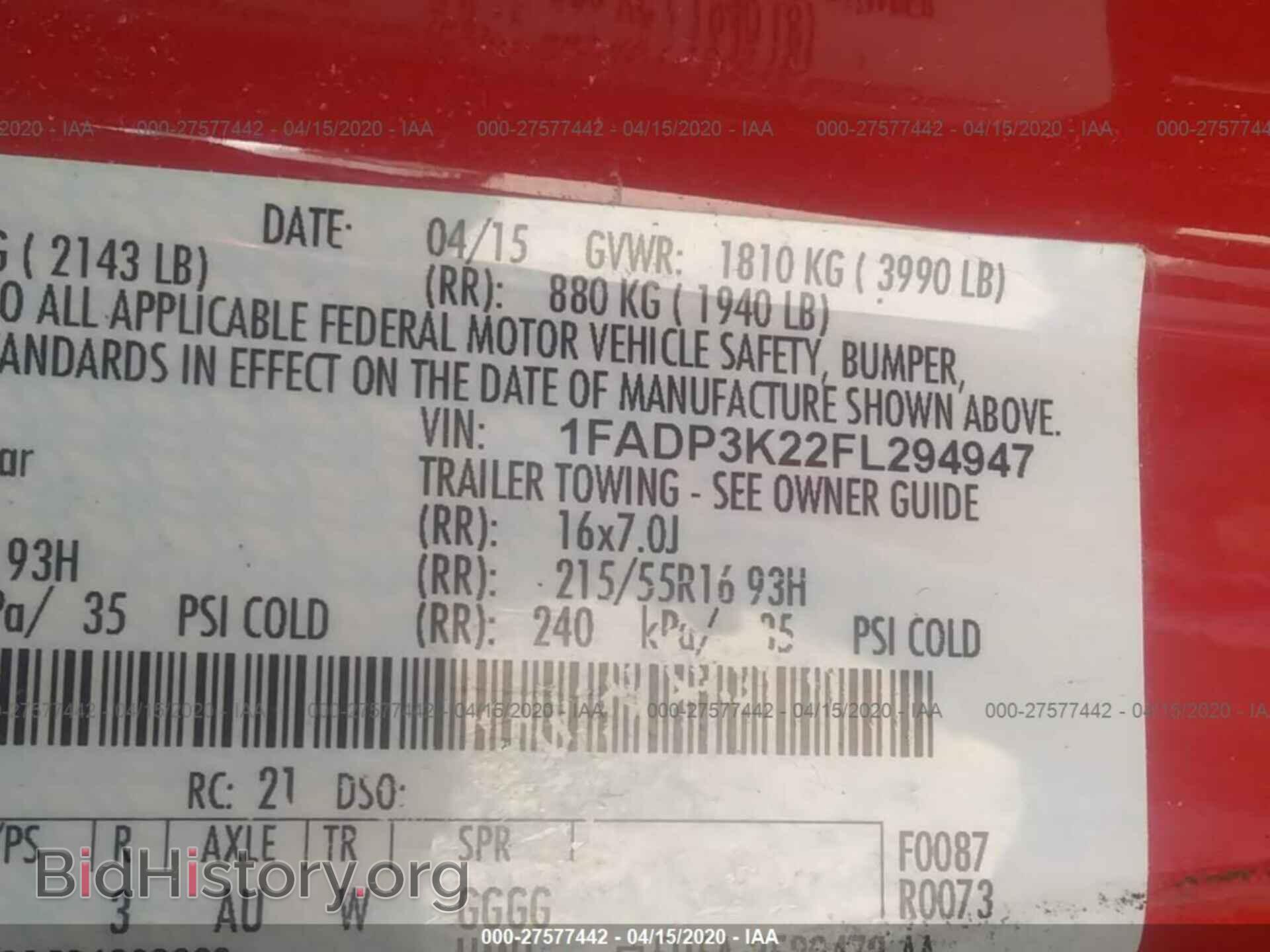 2015 FORD FOCUS - VIN: 1FADP3K22FL294947 - Photo 9