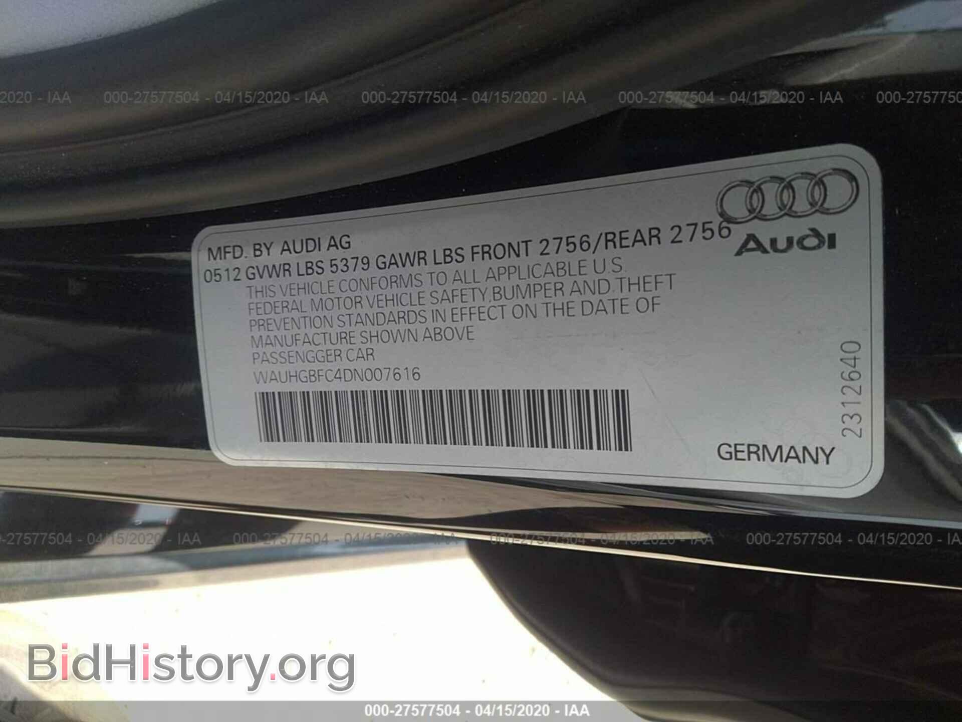 2013 AUDI A6 - VIN: WAUHGBFC4DN007616 - Фото 9