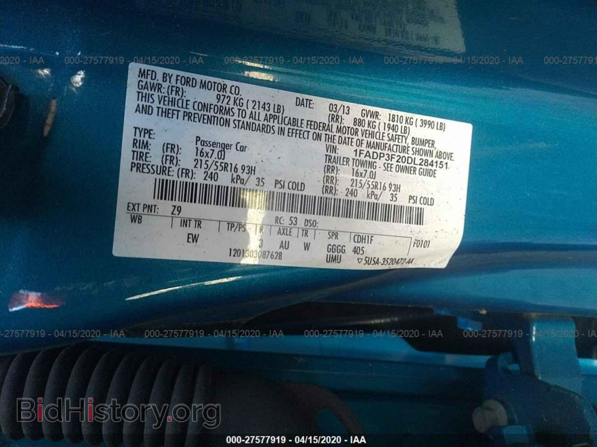 2013 FORD FOCUS - VIN: 1FADP3F20DL284151 - Фото 9
