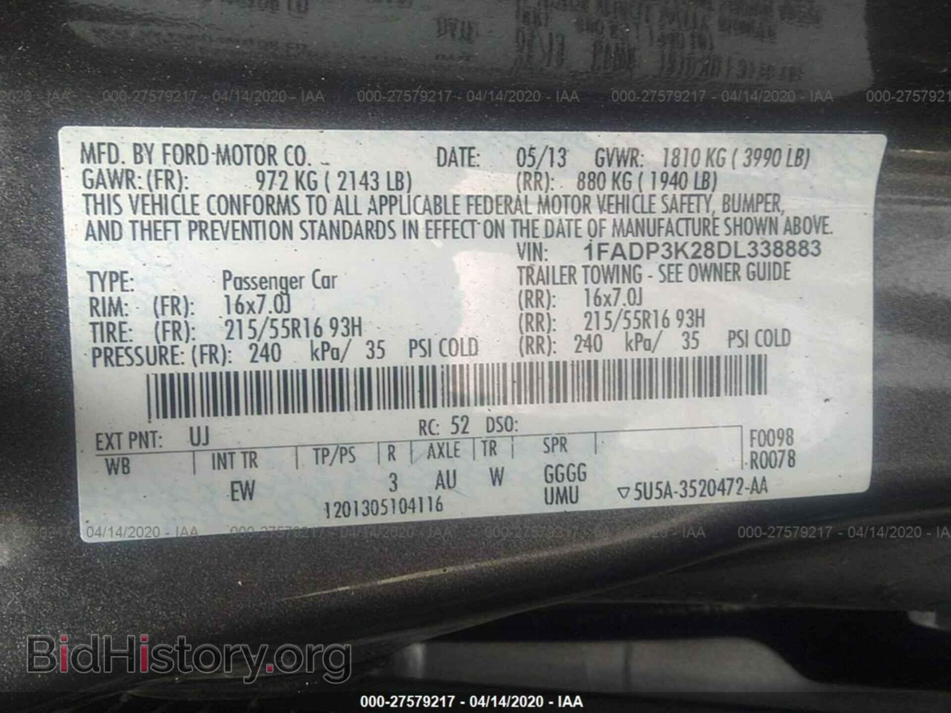 2013 FORD FOCUS - VIN: 1FADP3K28DL338883 - Фото 9