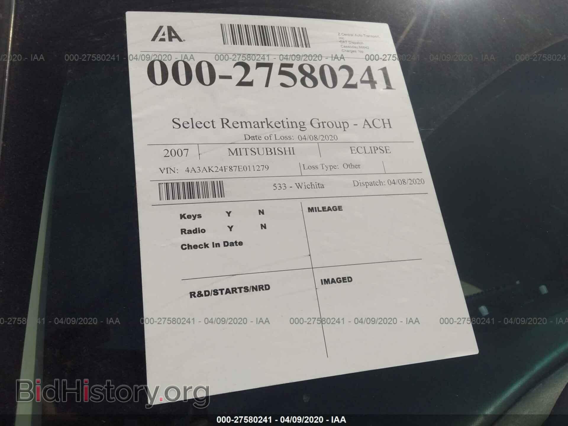 2007 MITSUBISHI ECLIPSE - VIN: 4A3AK24F87E011279 - Фото 6
