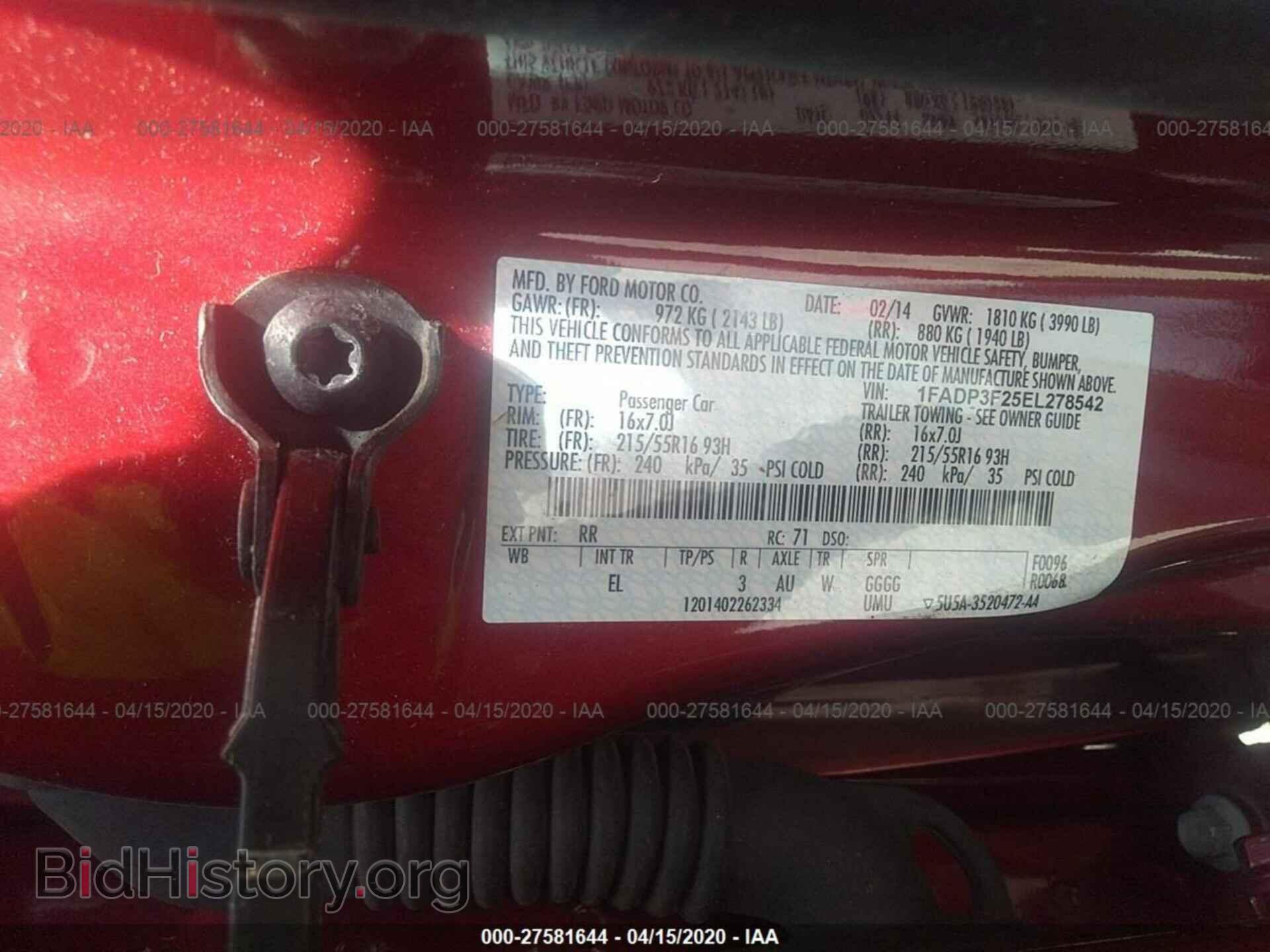 2014 FORD FOCUS - VIN: 1FADP3F25EL278542 - Фото 9
