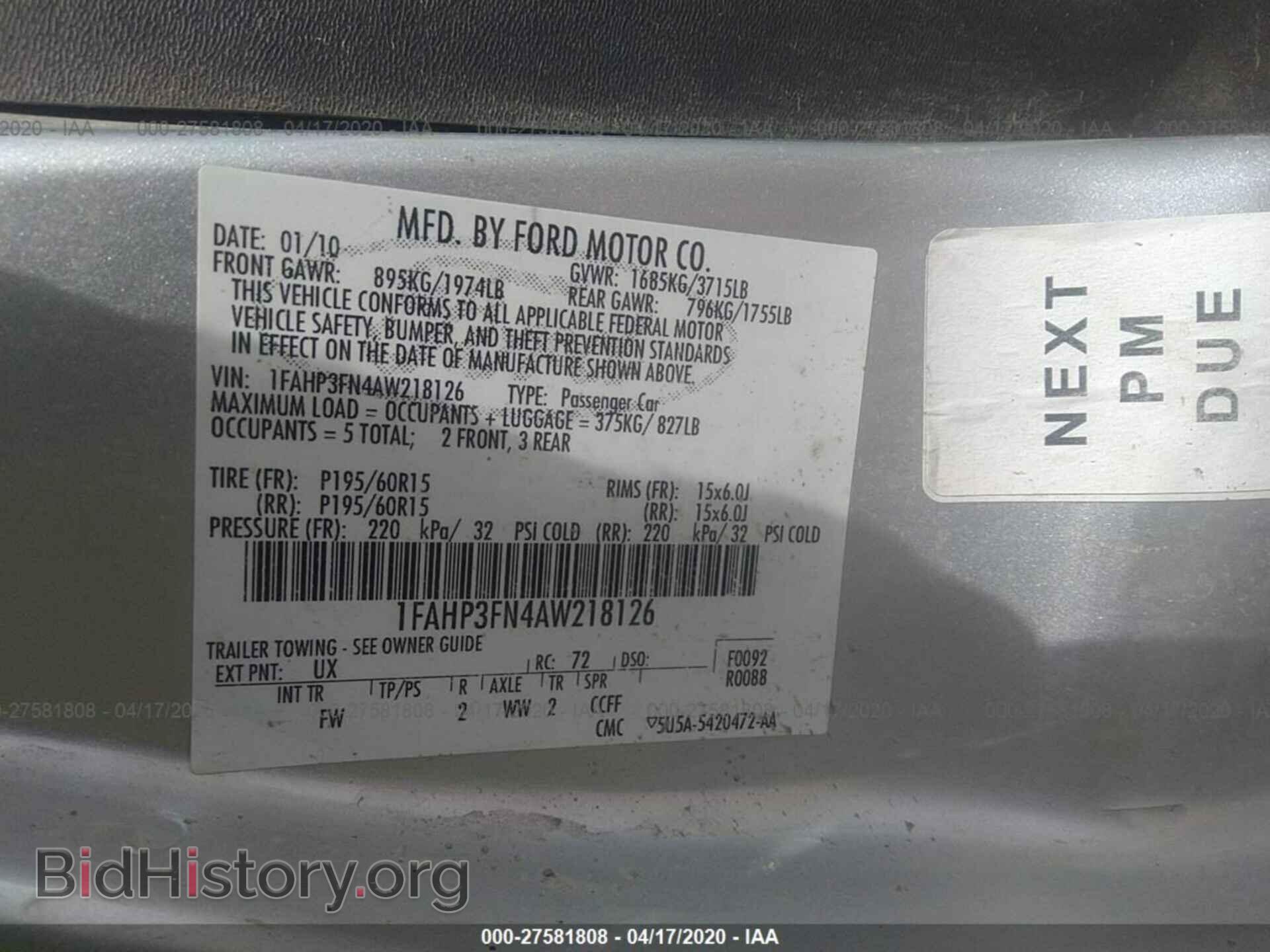 2010 FORD FOCUS - VIN: 1FAHP3FN4AW218126 - Фото 9