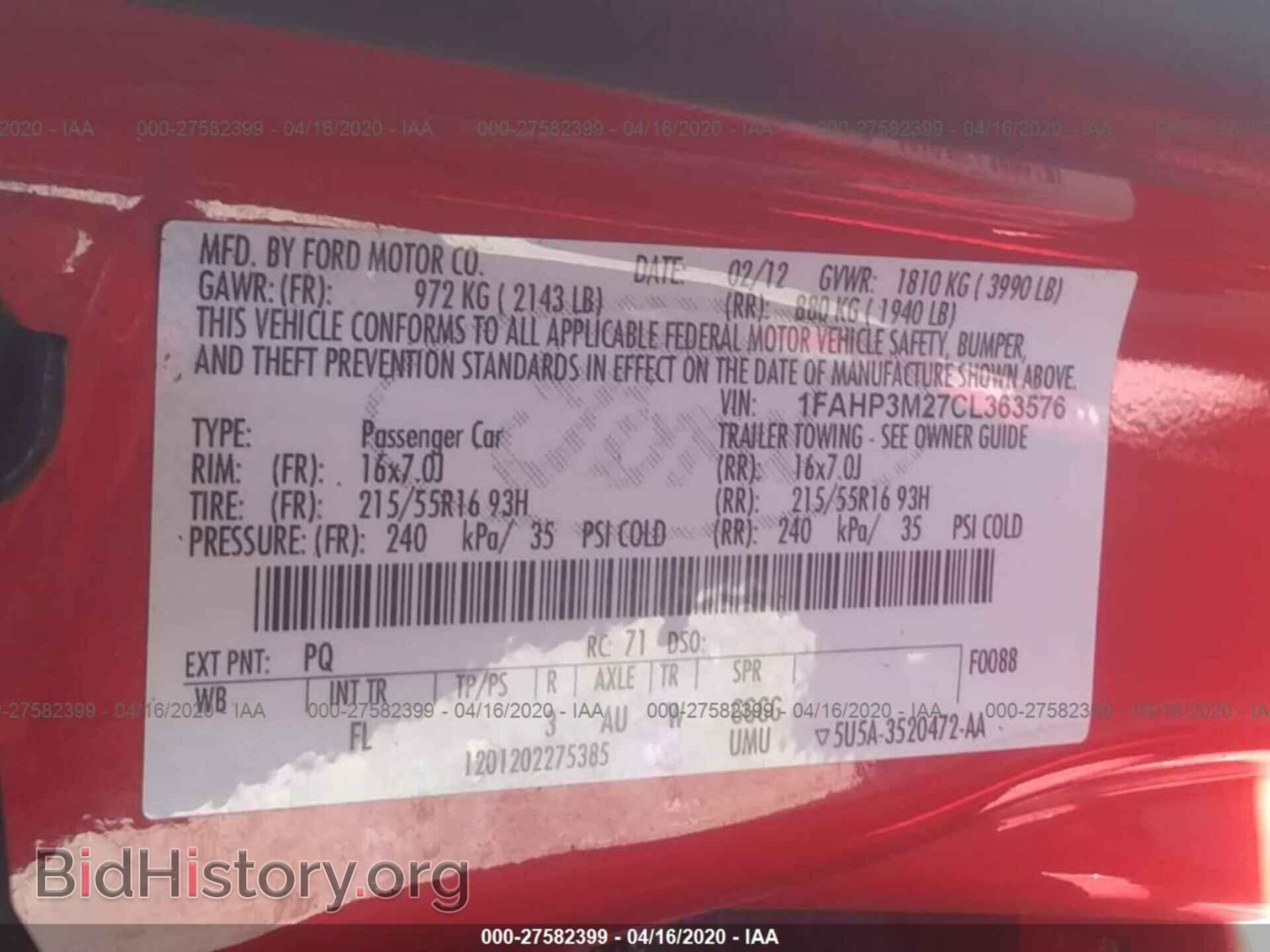 2012 FORD FOCUS - VIN: 1FAHP3M27CL363576 - Фото 9