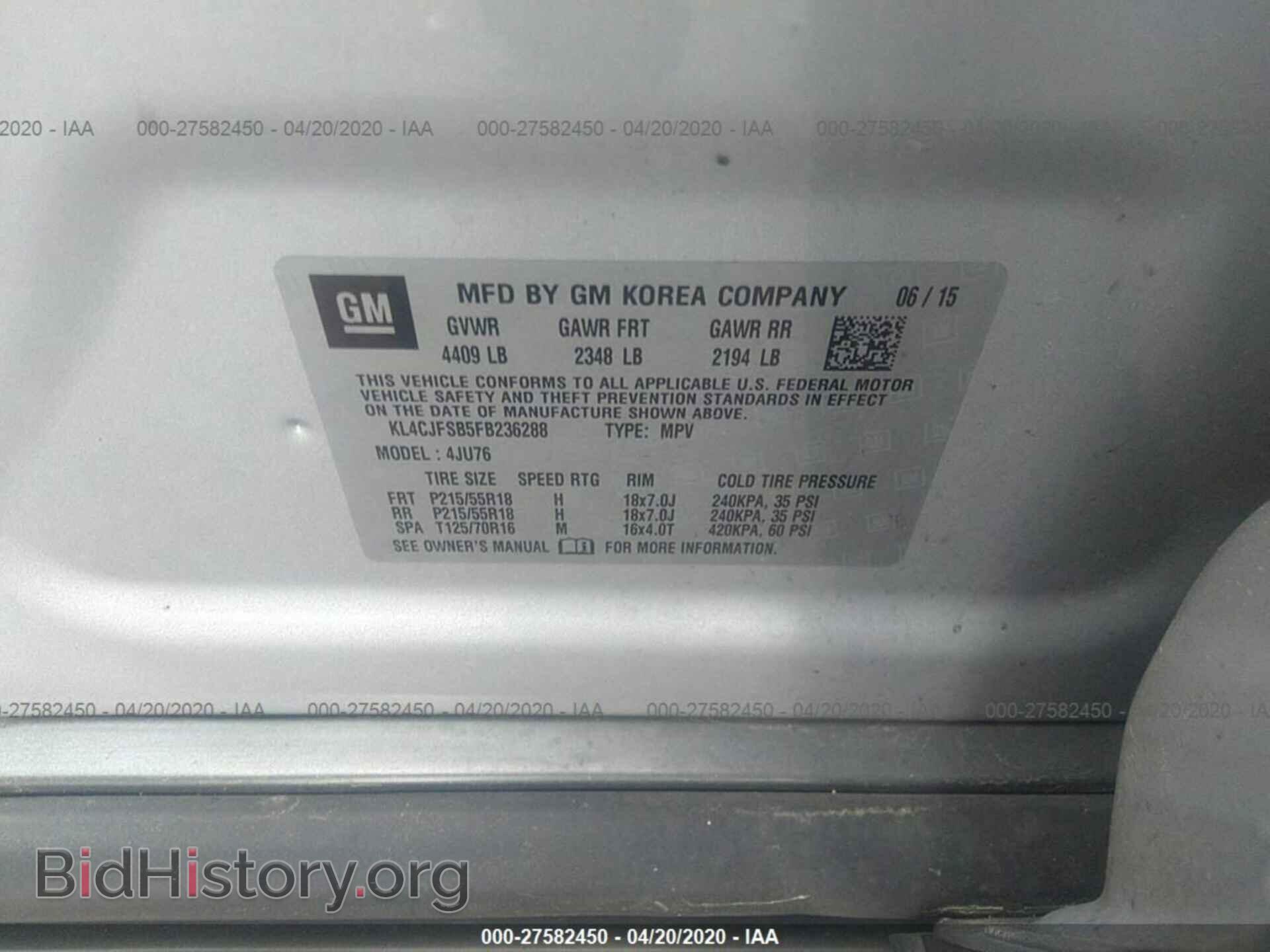 2015 BUICK ENCORE - VIN: KL4CJFSB5FB236288 - Photo 9
