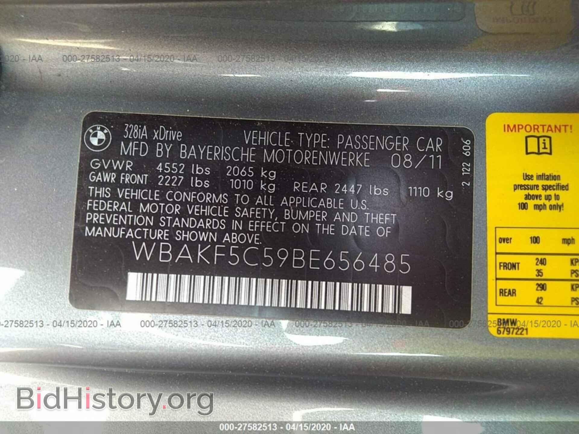 2011 BMW 328 - VIN: WBAKF5C59BE656485 - Фото 9