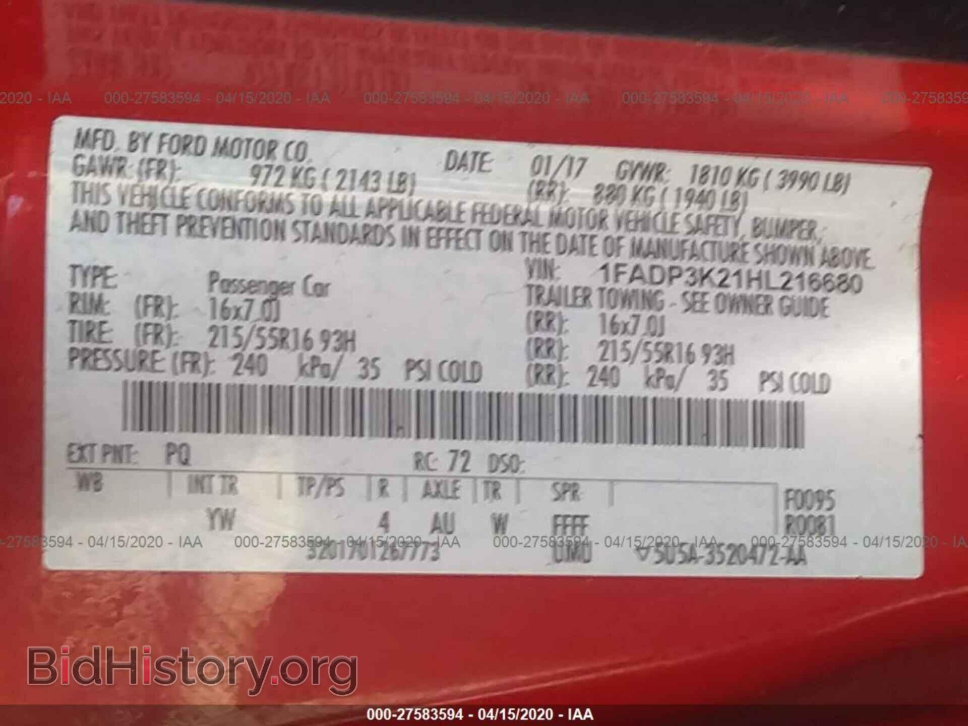 2017 FORD FOCUS - VIN: 1FADP3K21HL216680 - Фото 9