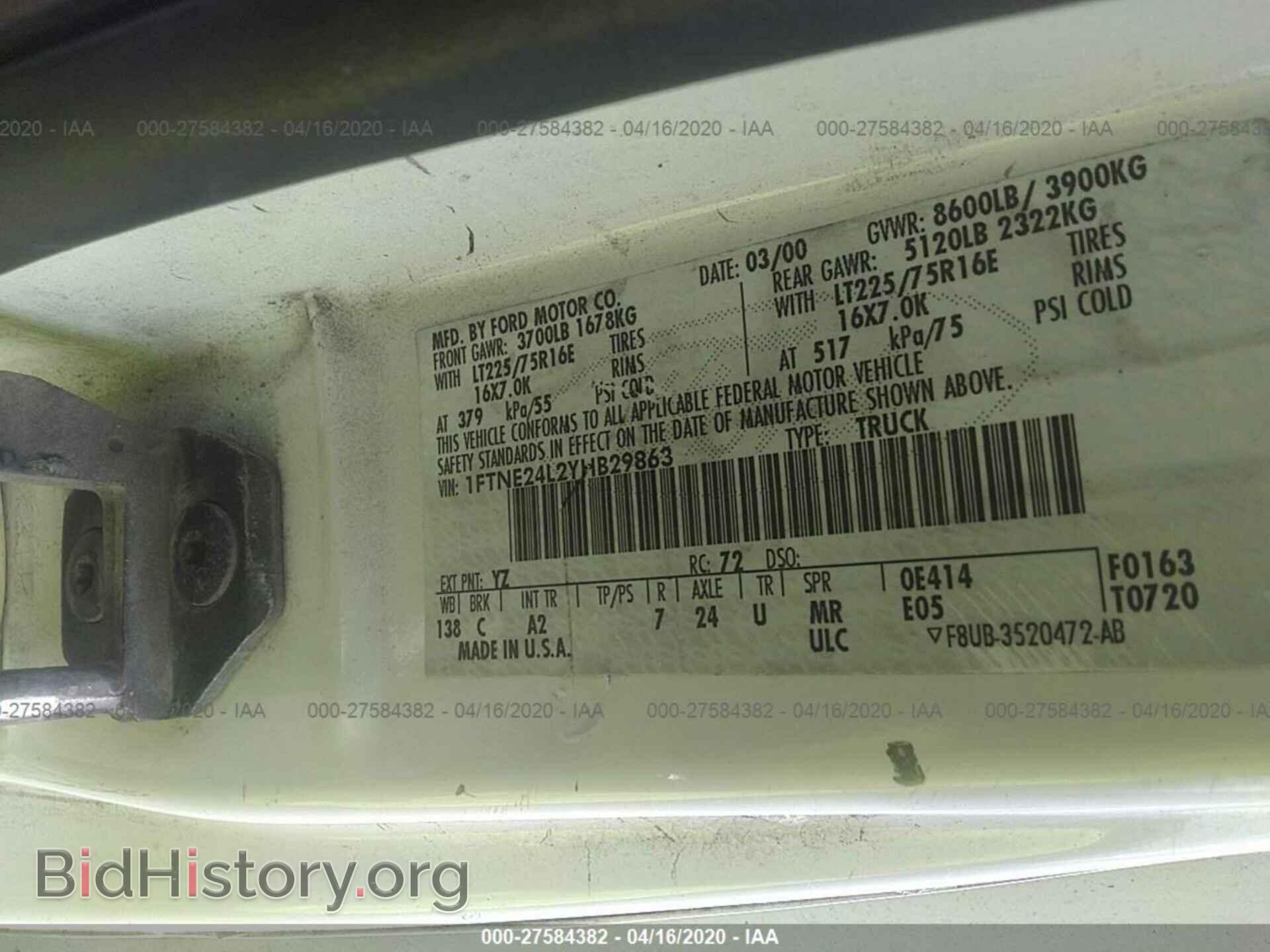 2000 FORD ECONOLINE - VIN: 1FTNE24L2YHB29863 - Photo 9