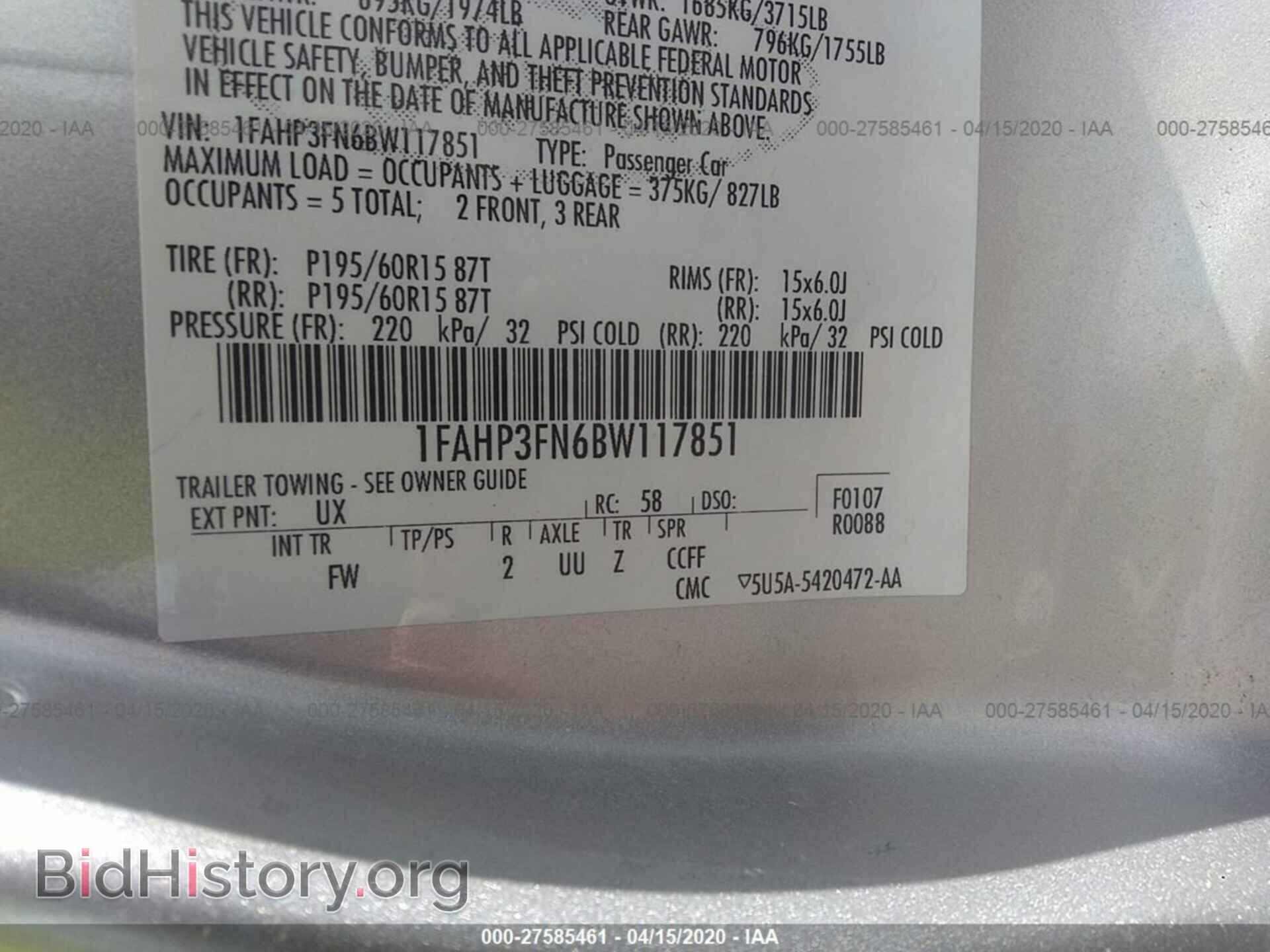 2011 FORD FOCUS - VIN: 1FAHP3FN6BW117851 - Фото 9
