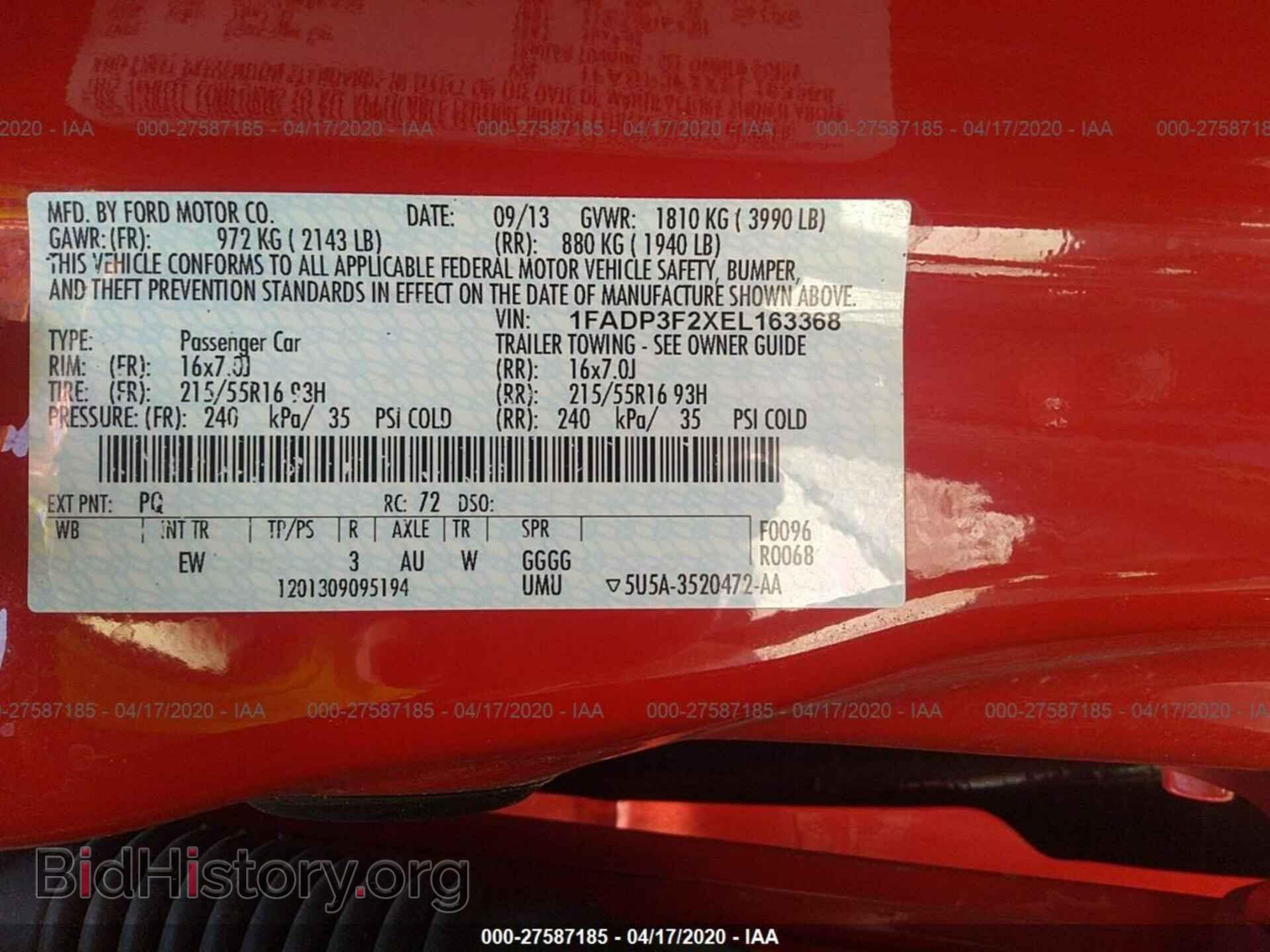 2014 FORD FOCUS - VIN: 1FADP3F2XEL163368 - Фото 9