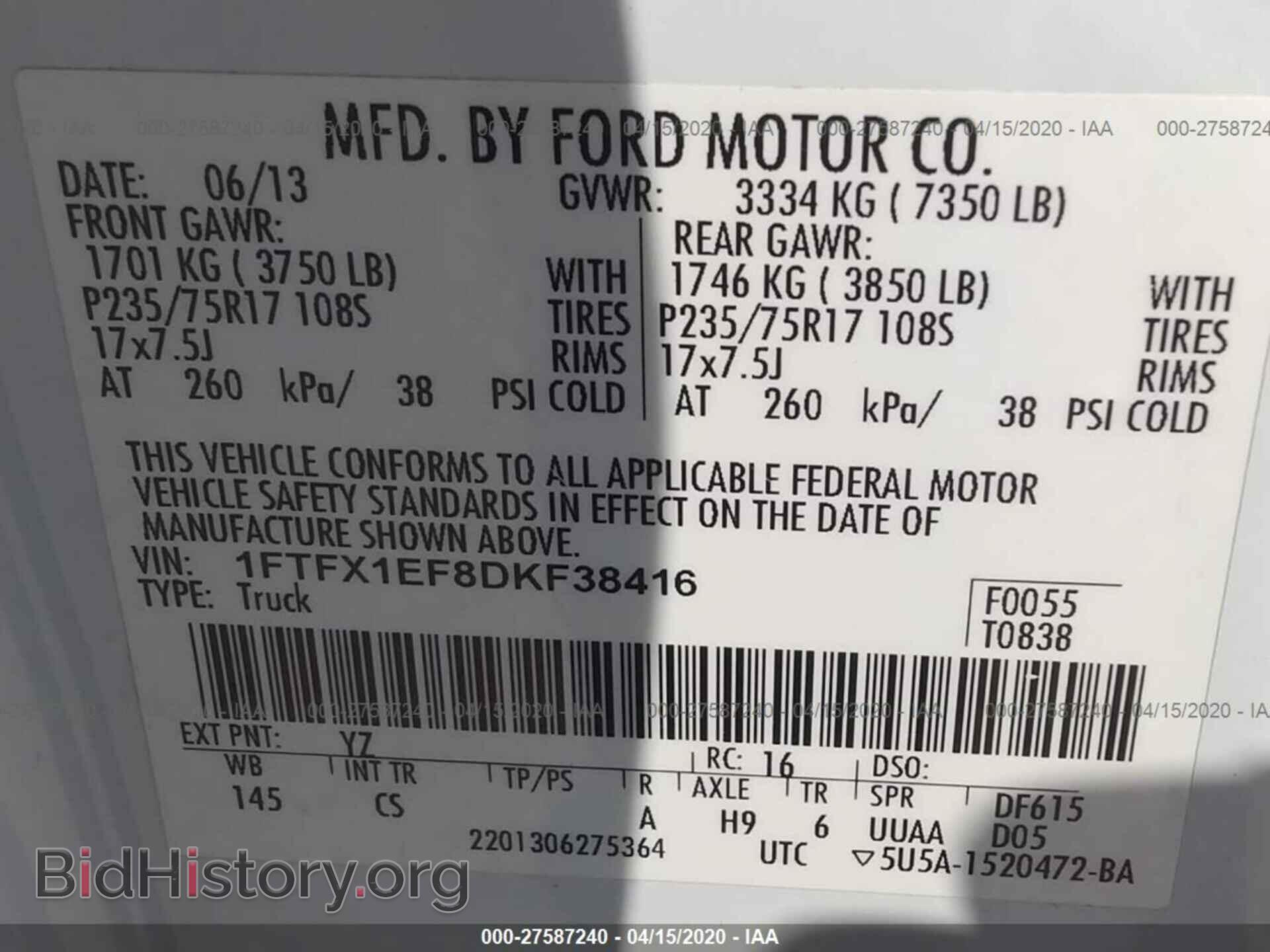 2013 FORD F150 - VIN: 1FTFX1EF8DKF38416 - Фото 9