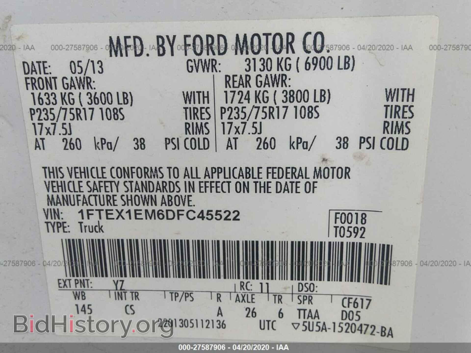 2013 FORD F150 - VIN: 1FTEX1EM6DFC45522 - Фото 9
