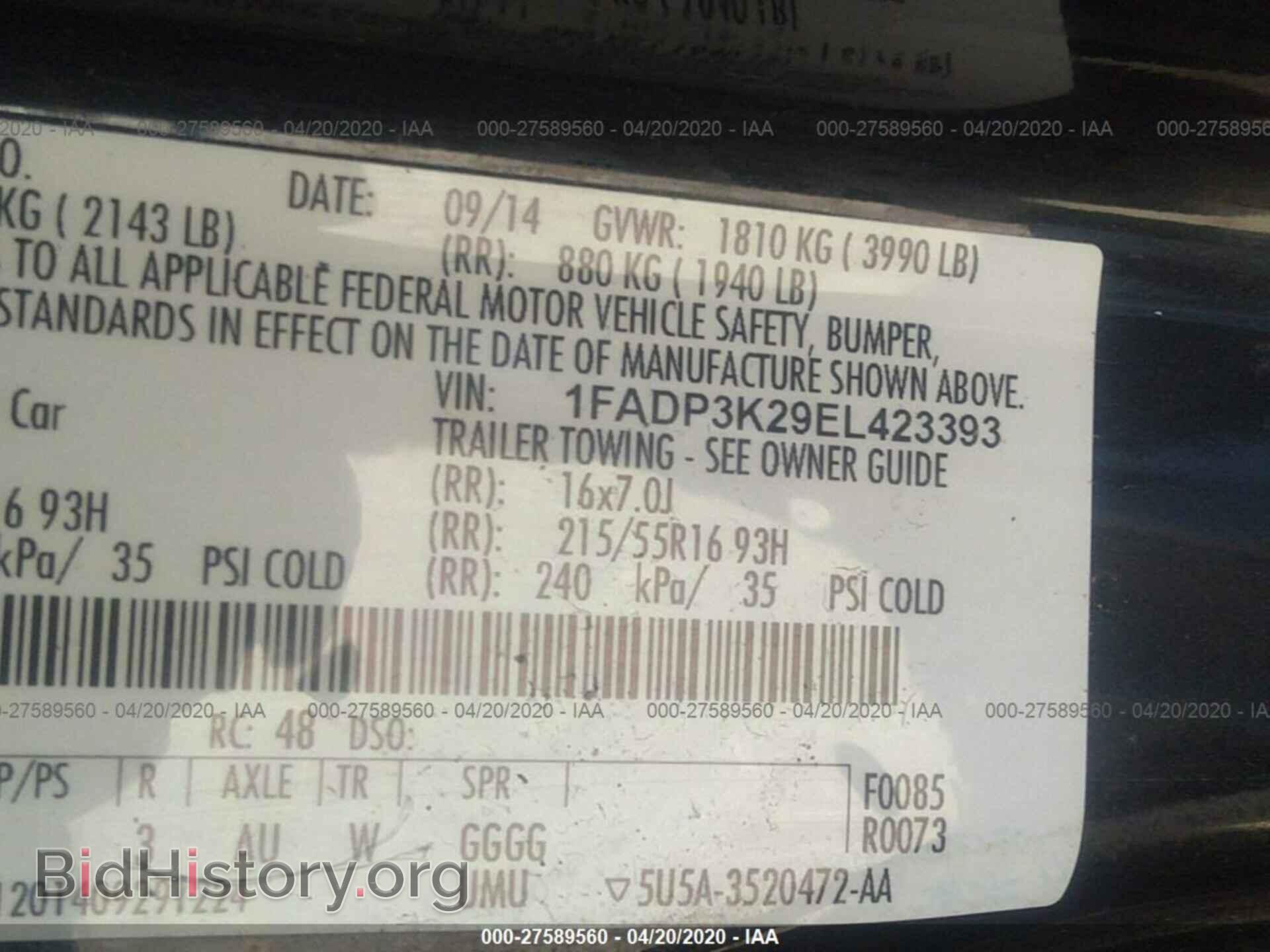 2014 FORD FOCUS - VIN: 1FADP3K29EL423393 - Photo 9