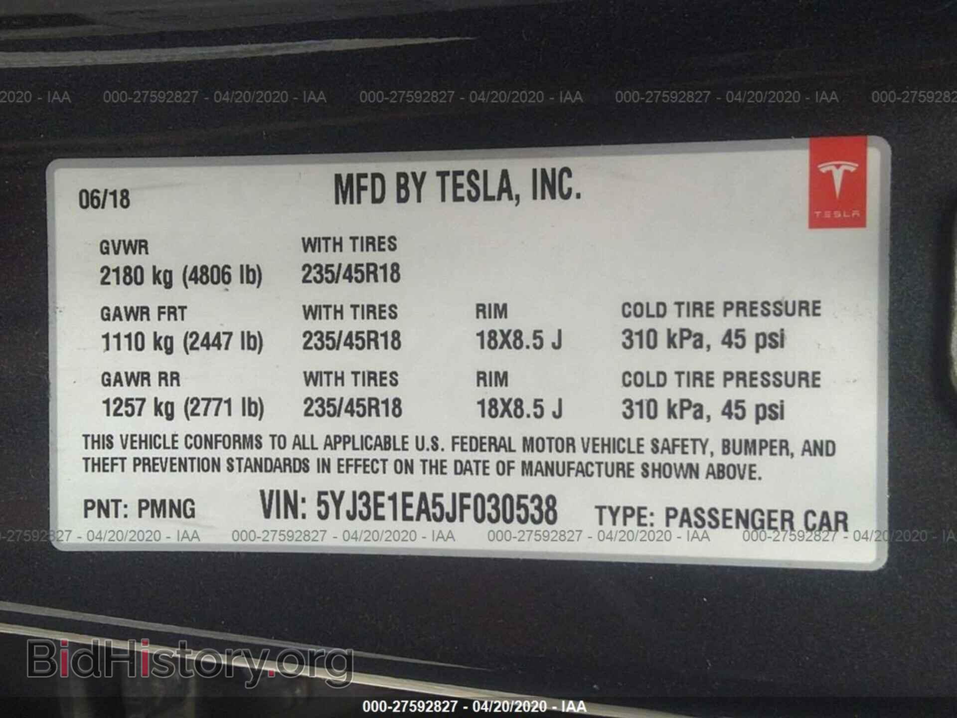 2018 TESLA MODEL 3 - VIN: 5YJ3E1EA5JF030538 - Photo 9