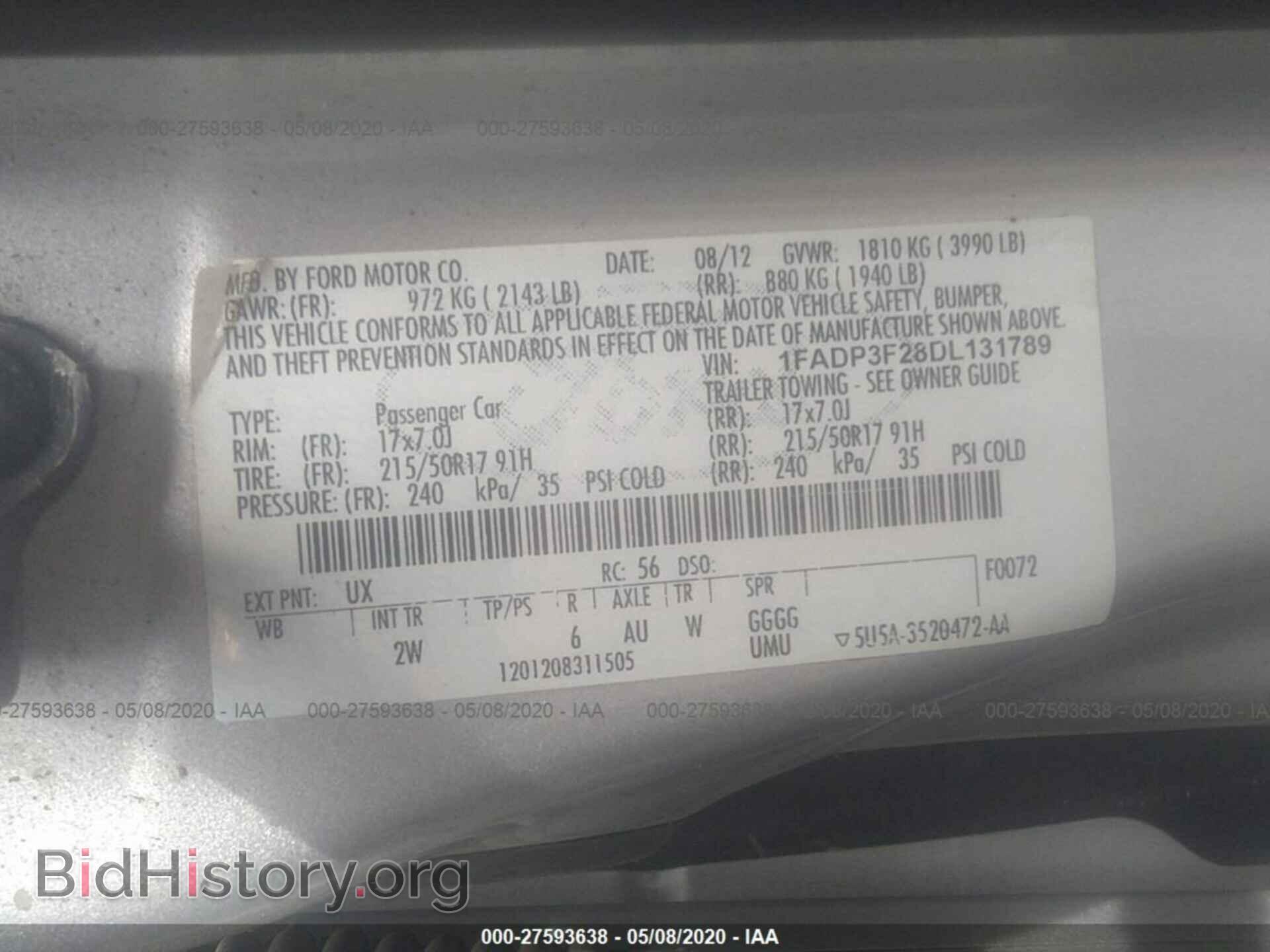 2013 FORD FOCUS - VIN: 1FADP3F28DL131789 - Фото 9