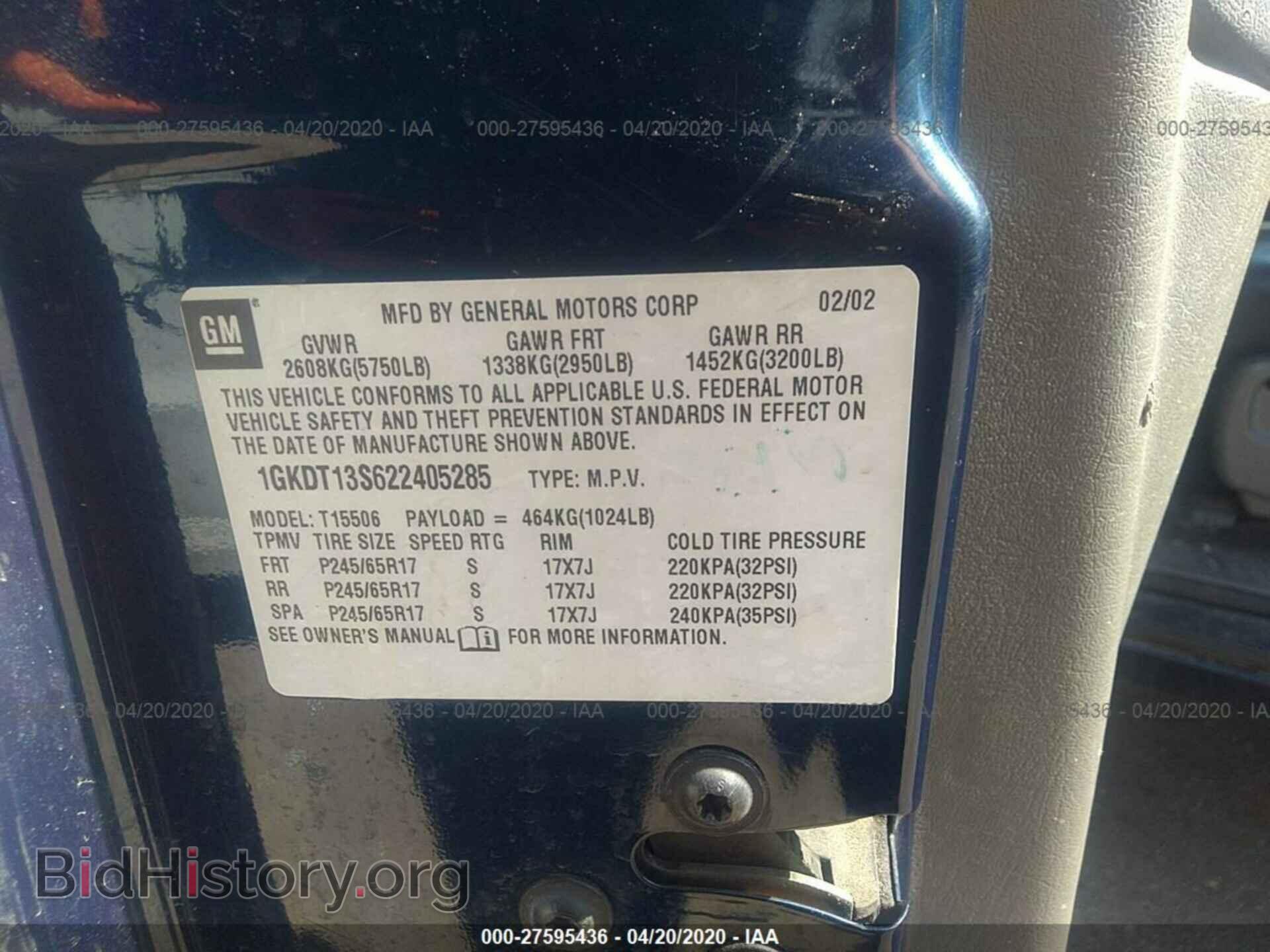 2002 GMC ENVOY - VIN: 1GKDT13S622405285 - Фото 9