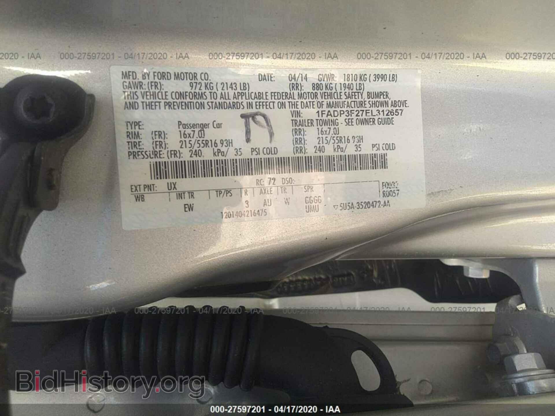 2014 FORD FOCUS - VIN: 1FADP3F27EL312657 - Фото 9