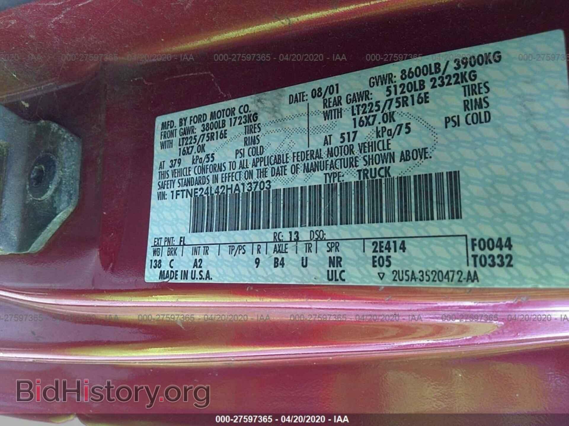 2002 FORD ECONOLINE - VIN: 1FTNE24L42HA13703 - Photo 9