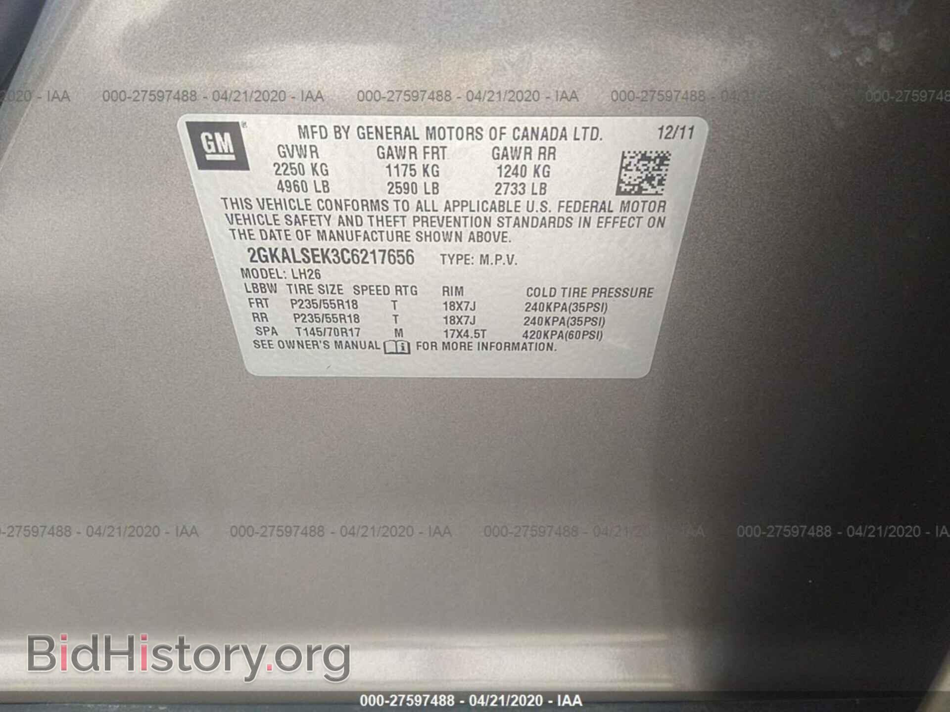2012 GMC TERRAIN - VIN: 2GKALSEK3C6217656 - Photo 9