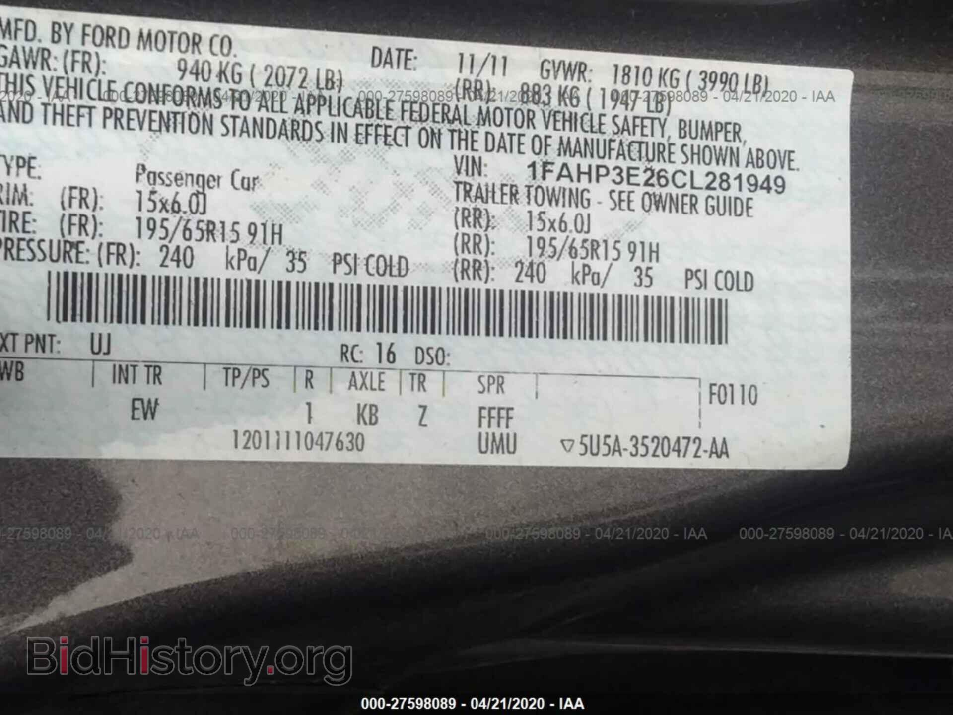 2012 FORD FOCUS - VIN: 1FAHP3E26CL281949 - Photo 9
